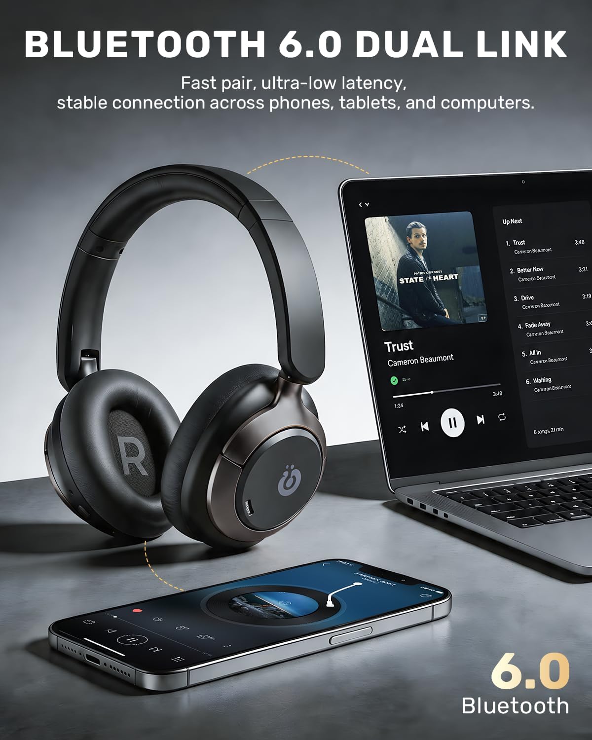 Boean Auriculares con cancelación activa de ruido, auriculares inal...