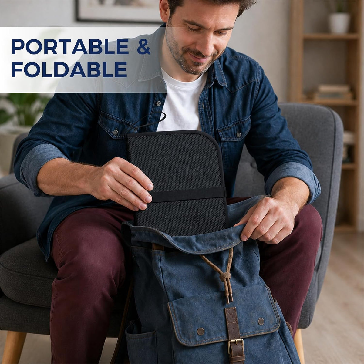 WISIMMALL Cojín plegable para asiento de viaje, espuma y gel cómodo...