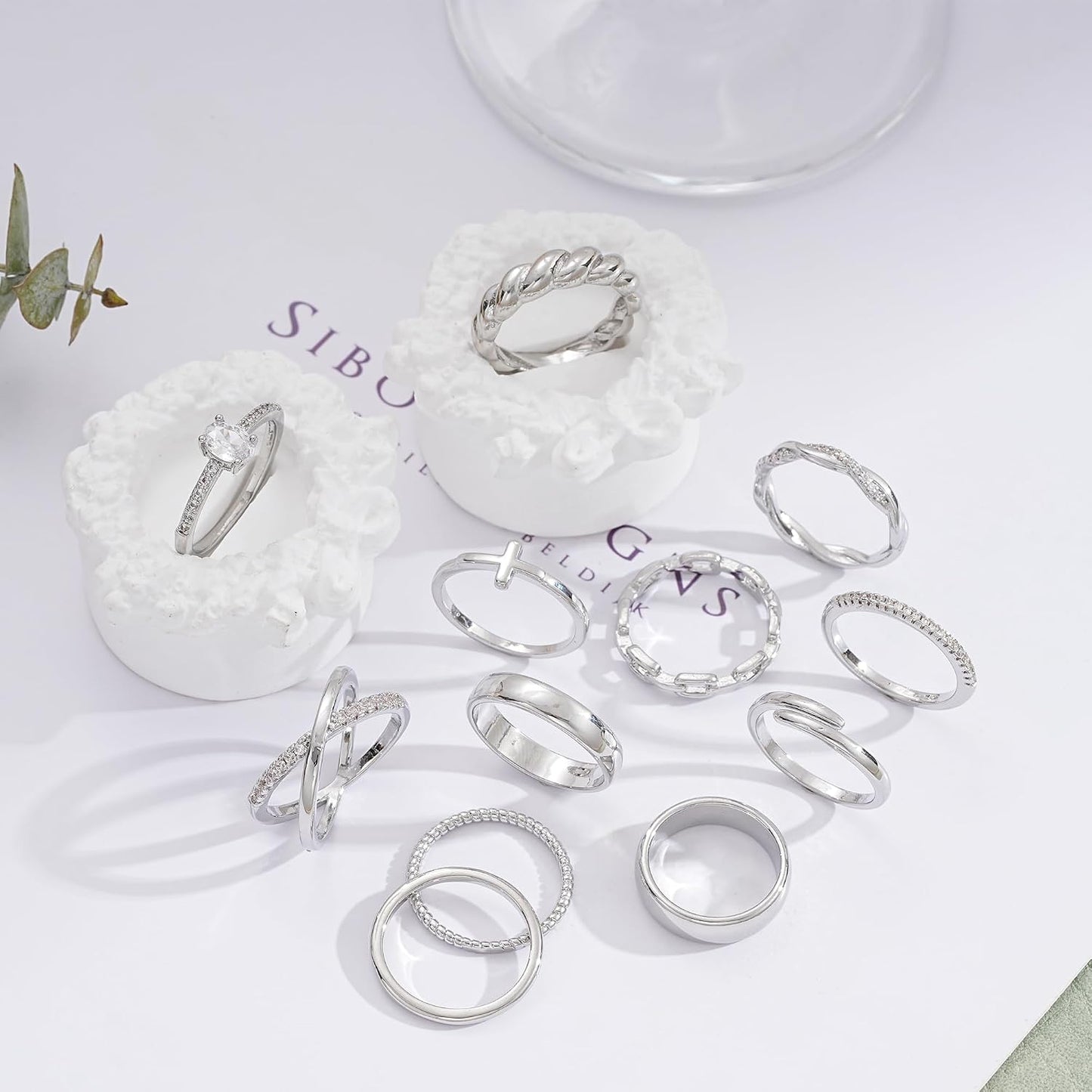 FAXHION 12 piezas de anillos delicados de oro de 14 quilates para m...