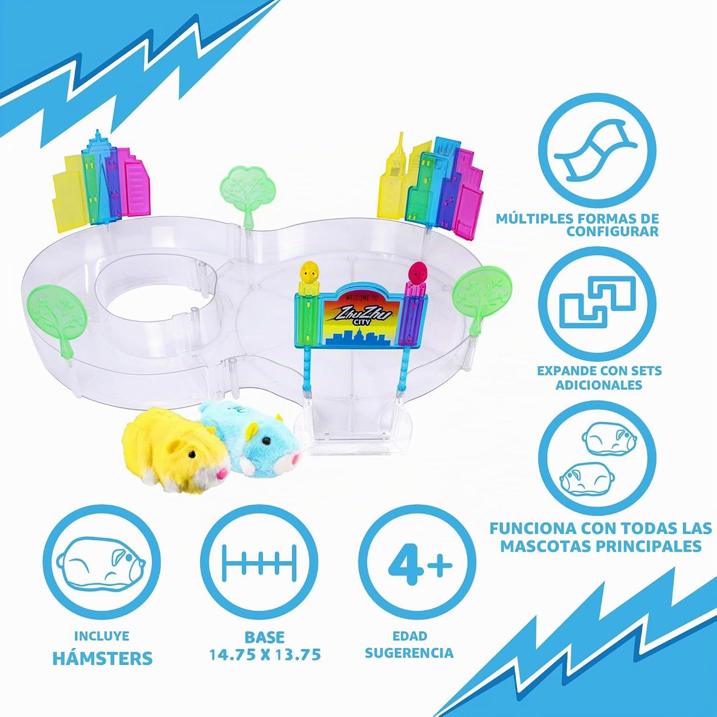 ZhuZhu City Downtown Starter Playset con hámsters electrónicos Pips...