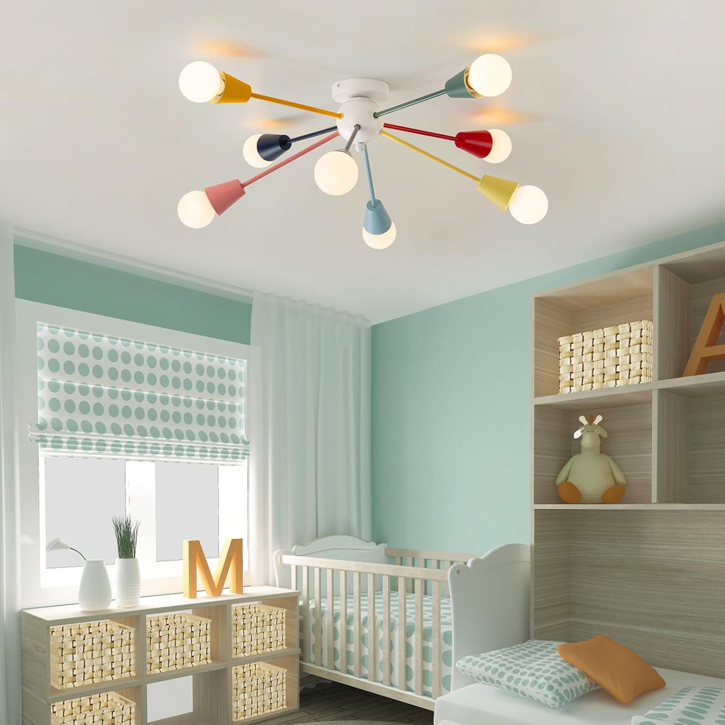 Ymlii Candelabro colorido, candelabro Sputnik moderno de 8 luces, l...