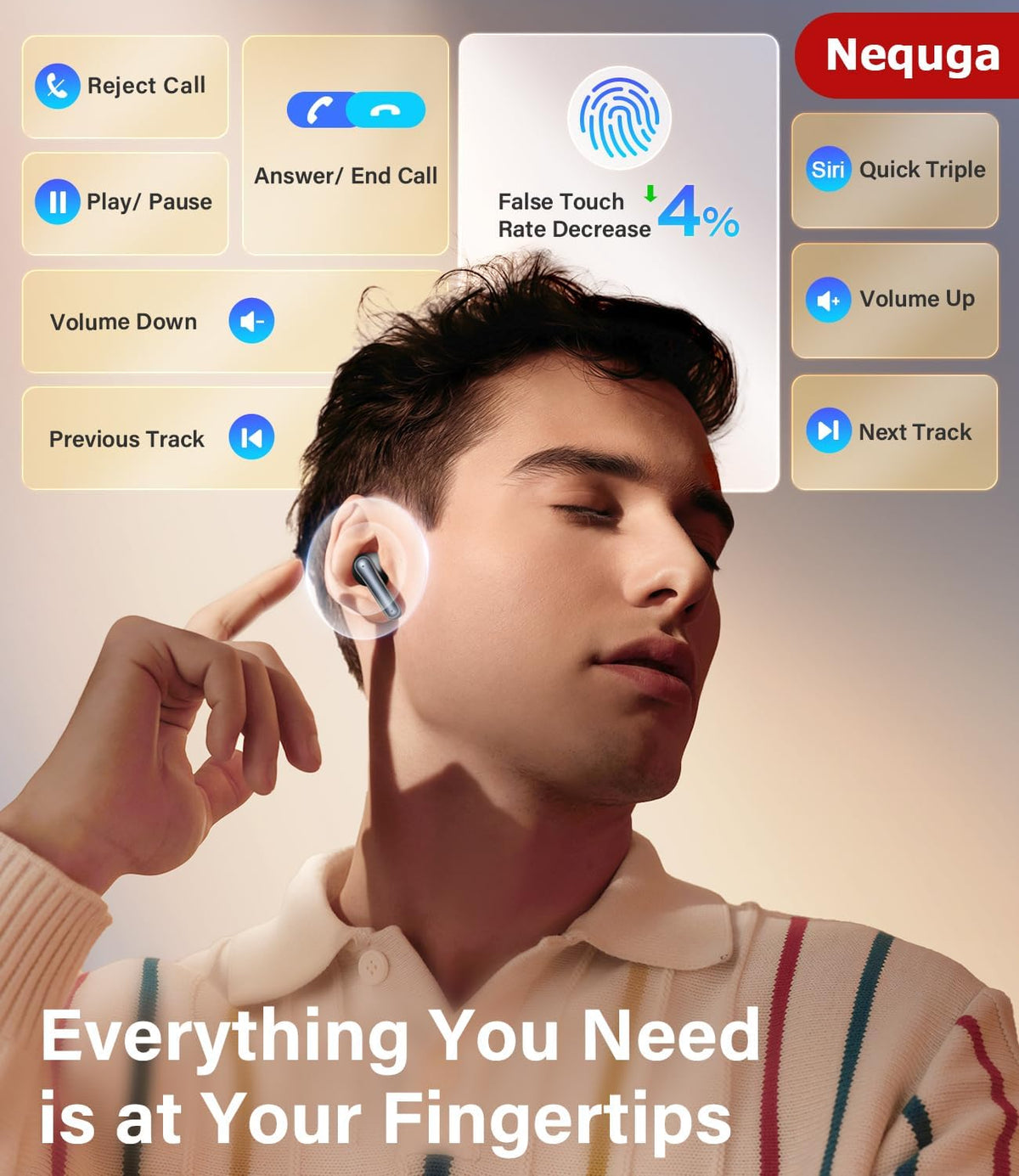 Nequga Auriculares inalámbricos Bluetooth 5.4 con auriculares de |...