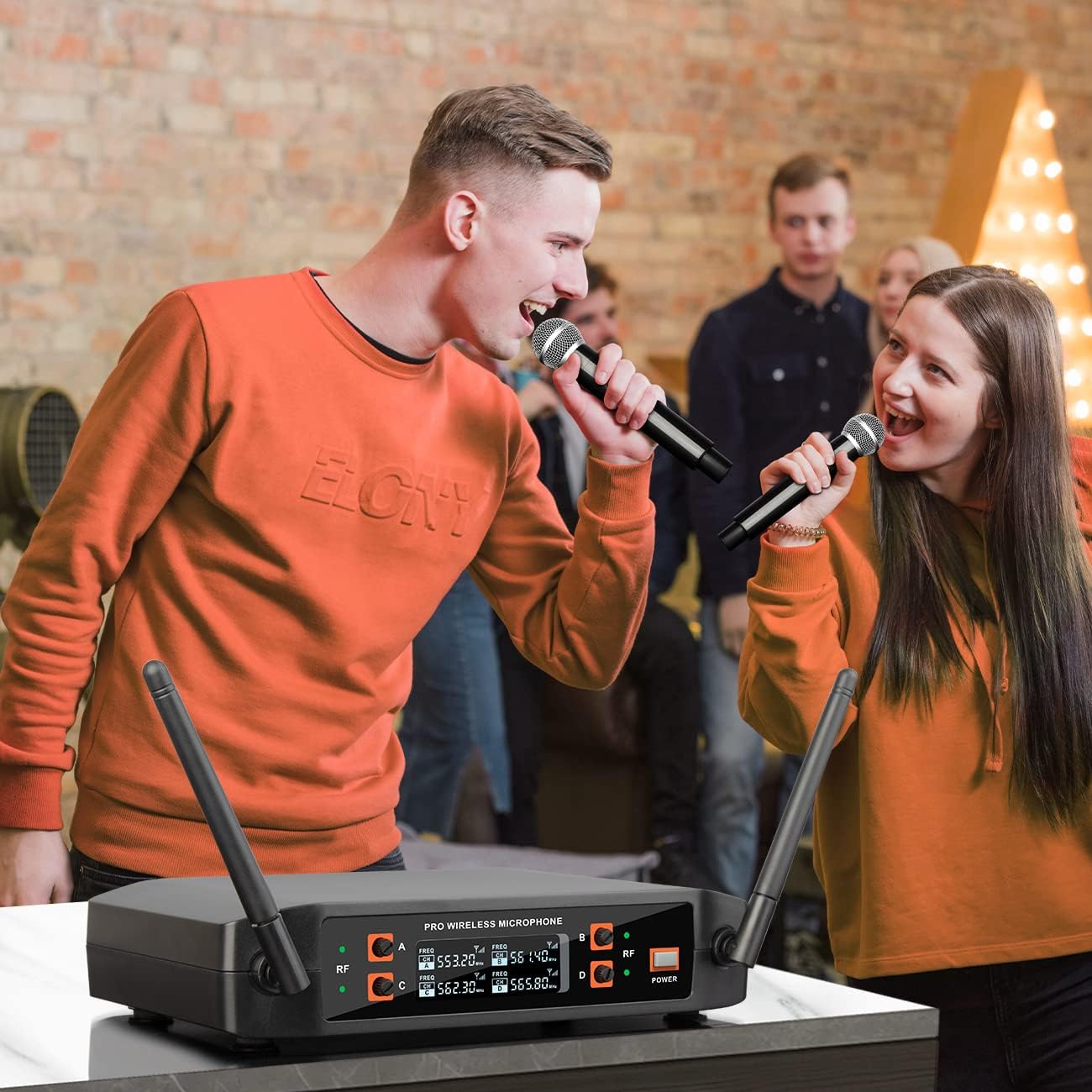 Depusheng DX4 Micrófono Inalámbrico, Sistema Profesional de Karaoke...