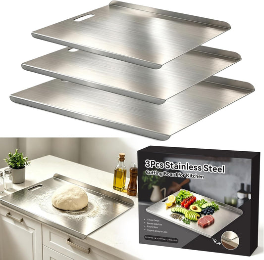 Juego de 3 tablas de cortar de acero inoxidable para cocina, tabla...