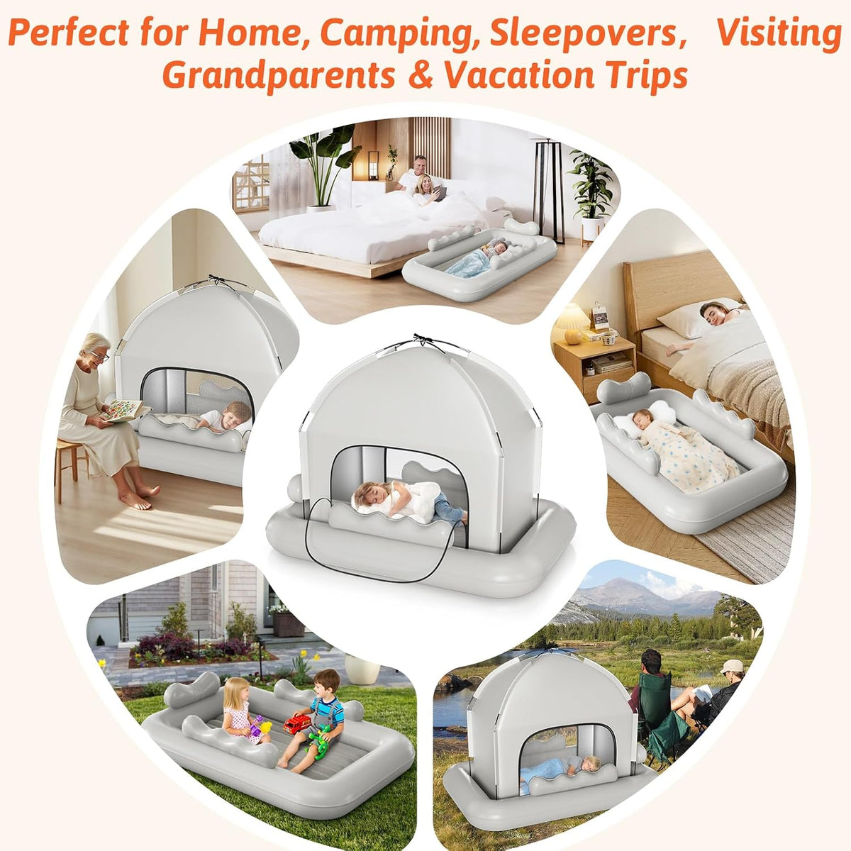 Cama de viaje inflable para niños con tienda de campaña a partir de...