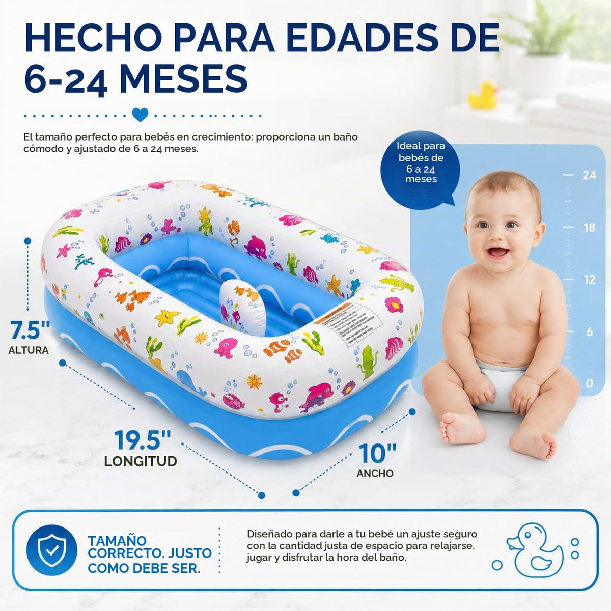 Mommy's Helper Bañera inflable para bebé, bañera portátil, edad...