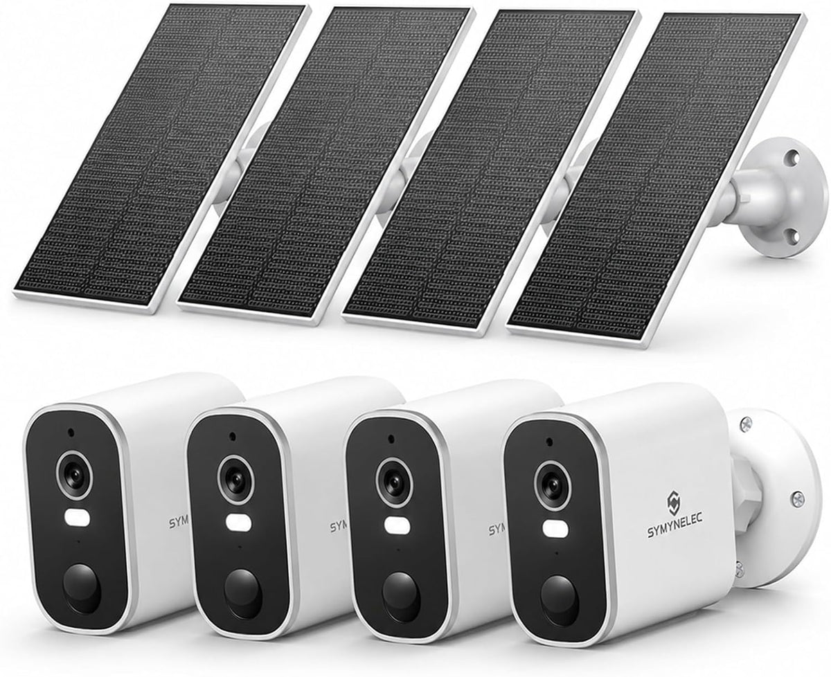 SYMYNELEC Cámaras de seguridad solar 2K inalámbricas para exteriore...