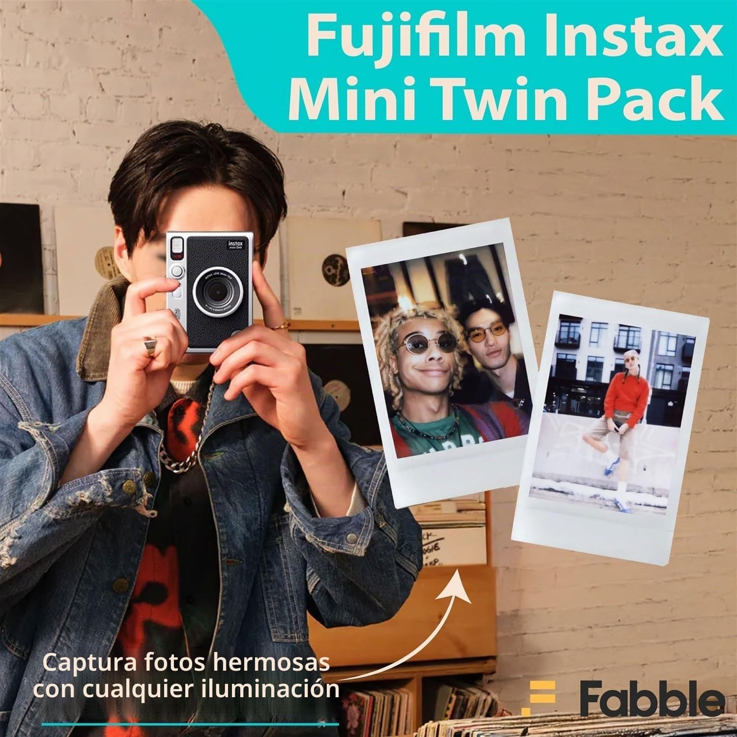 Fujifilm Instax Mini Evo - Cámara instantánea híbrida (negro) con p...
