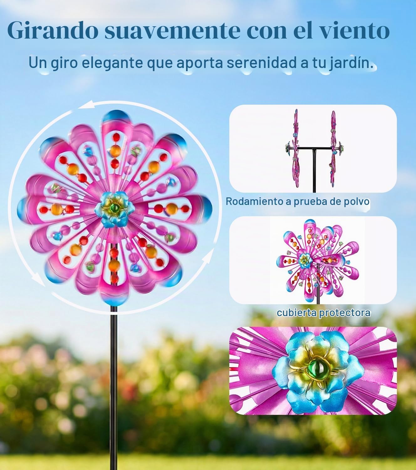 Molinillos de viento para exteriores para patio y jardín, 13 x 63 p...