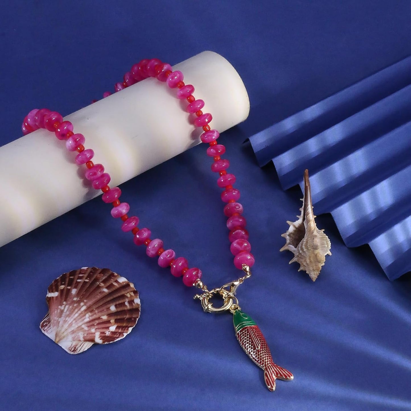 GLRITY Collares bohemios de peces con cuentas para mujer, collar de...