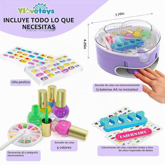 Ylovetoys Juego de esmaltes de uñas para niñas, kit de arte de uñas...