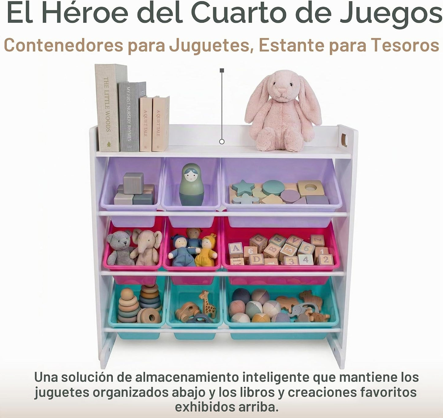 Humble Crew Organizador de juguetes para niños con estante de exhib...