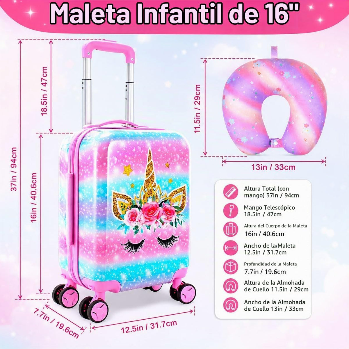 Equipaje para niños, juego de 2 piezas con ruedas giratorias de 360...