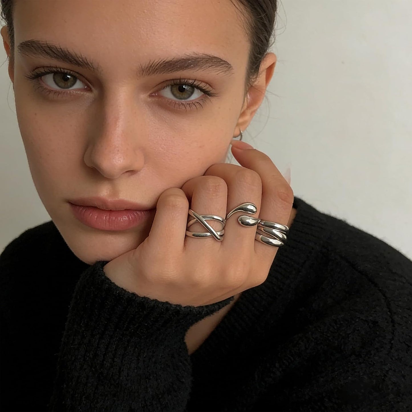 YEEZII Anillos Gruesos de Oro para Mujer Sin Deslustre, Anillo de P...
