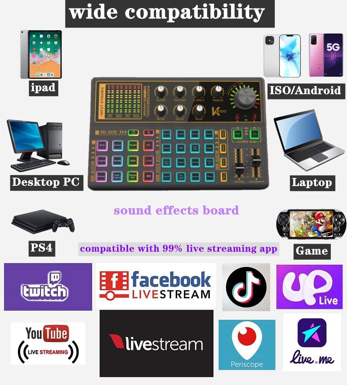 Conjunto de Equipo de Podcast sktome, Tarjeta de Sonido K300 con Mi...