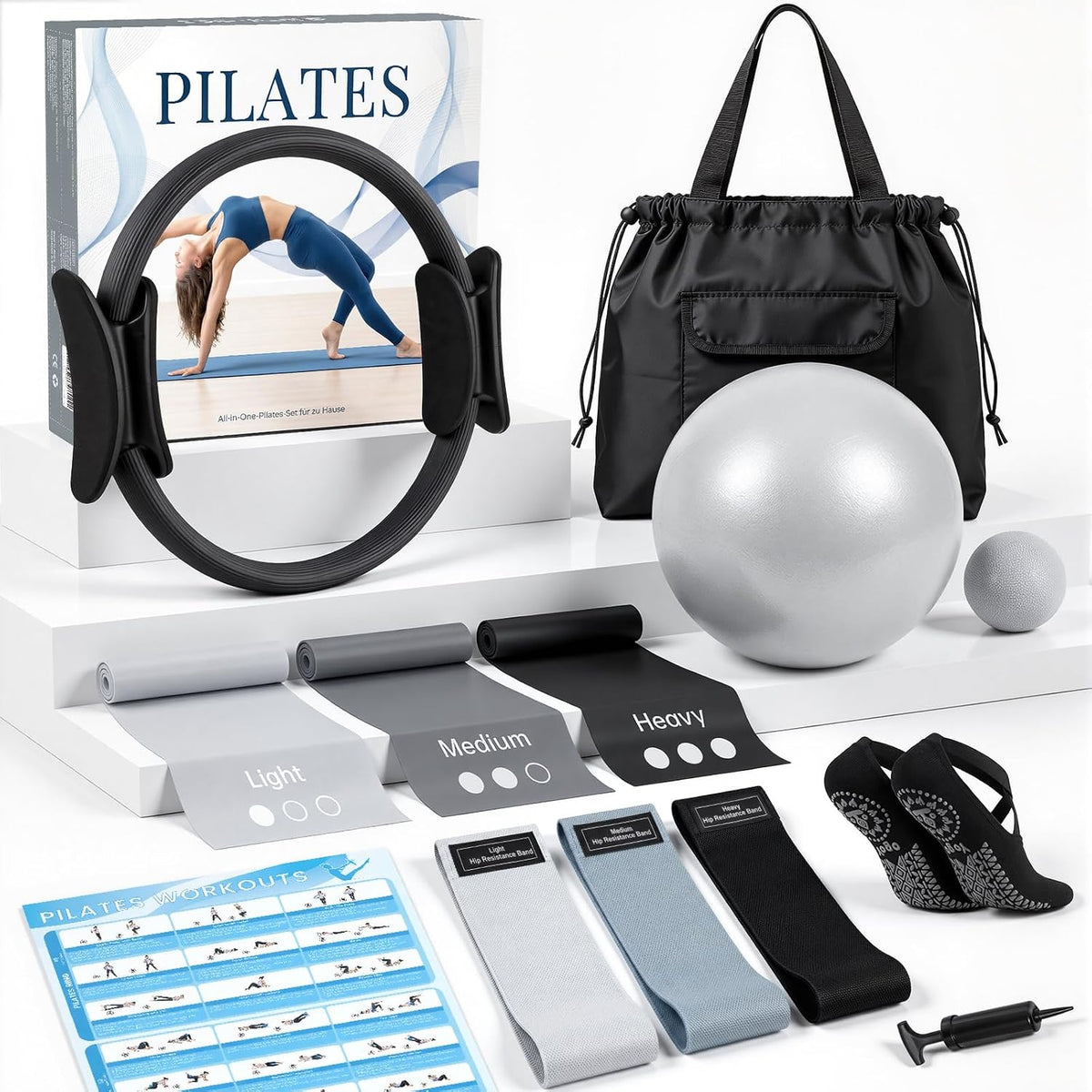 GINMIC Kit de pilates, equipo de pilates para entrenamientos en cas...