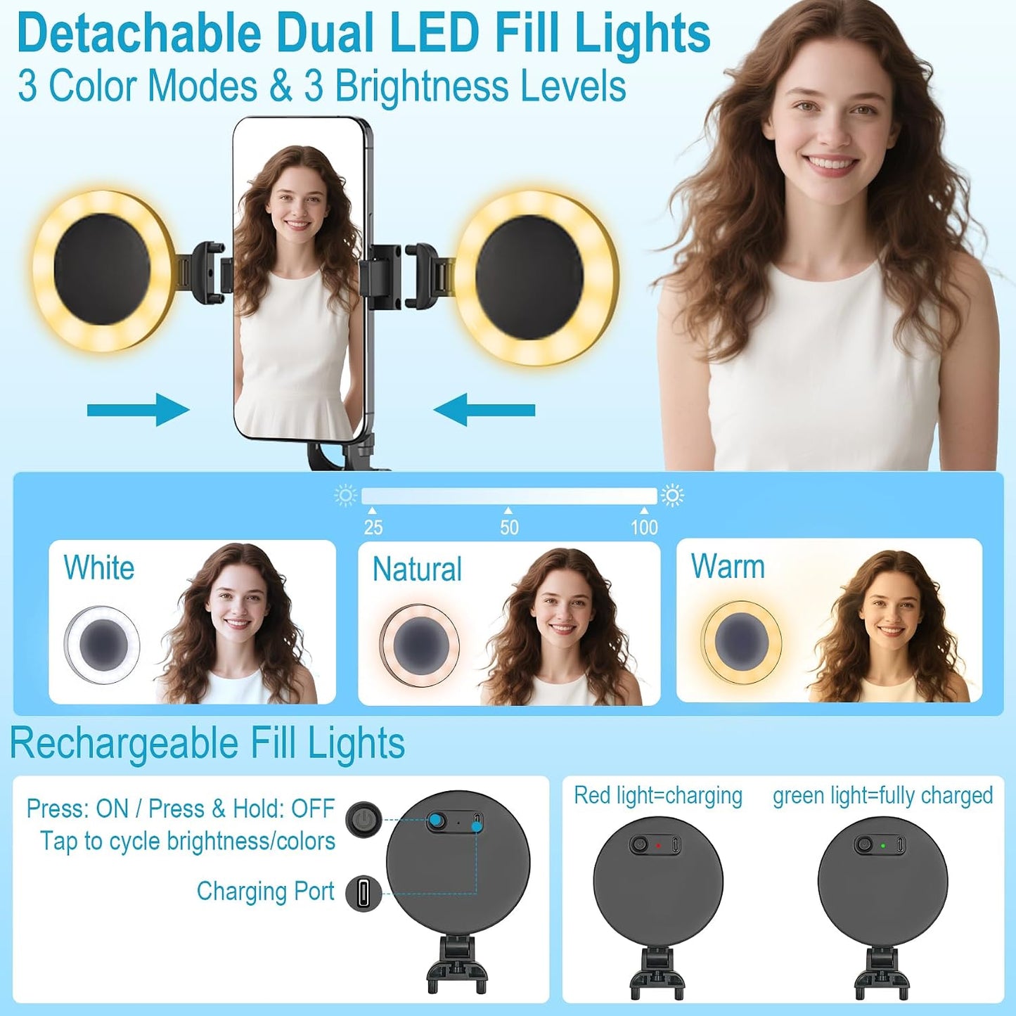 Kit de vlogging para iPhone\/Android, trípode de seguimiento facial...