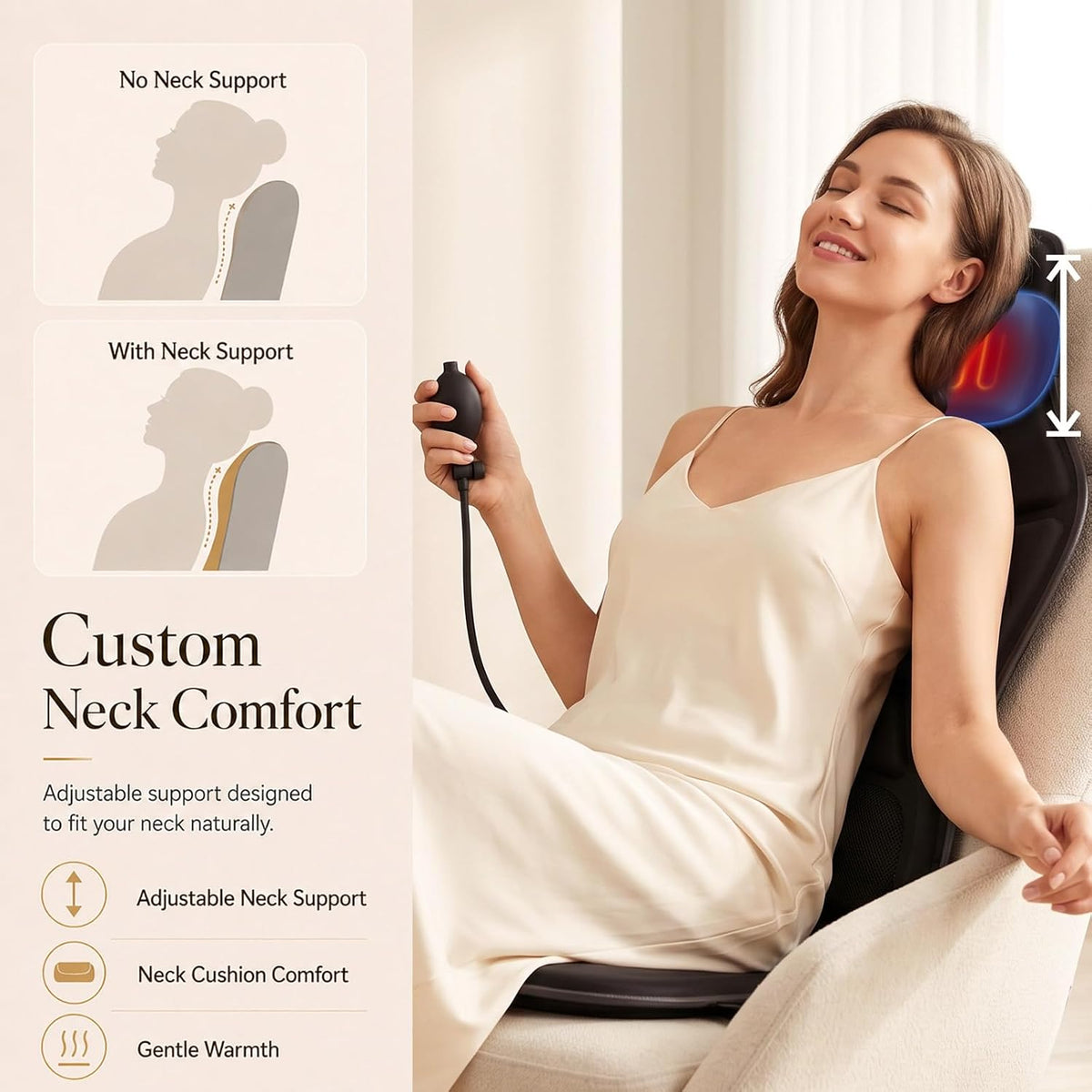 comrelax Masajeador de espalda vibratorio para silla con calor y re...