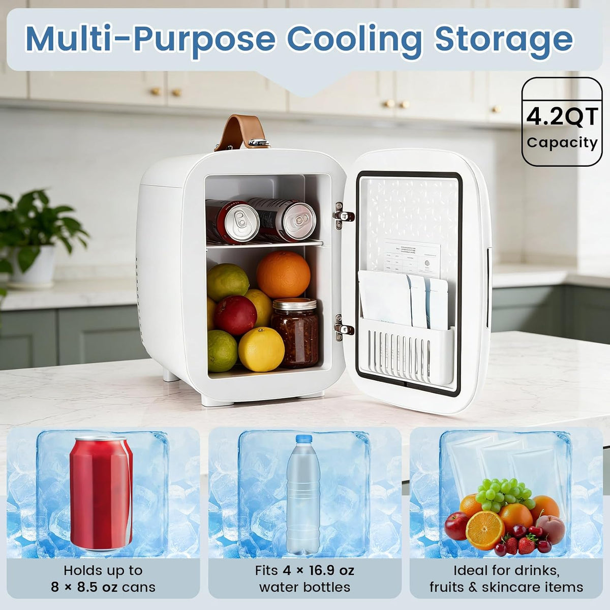 NEWBULIG Minirefrigerador para Dormitorio, Oficina y Auto, Mini Ref...