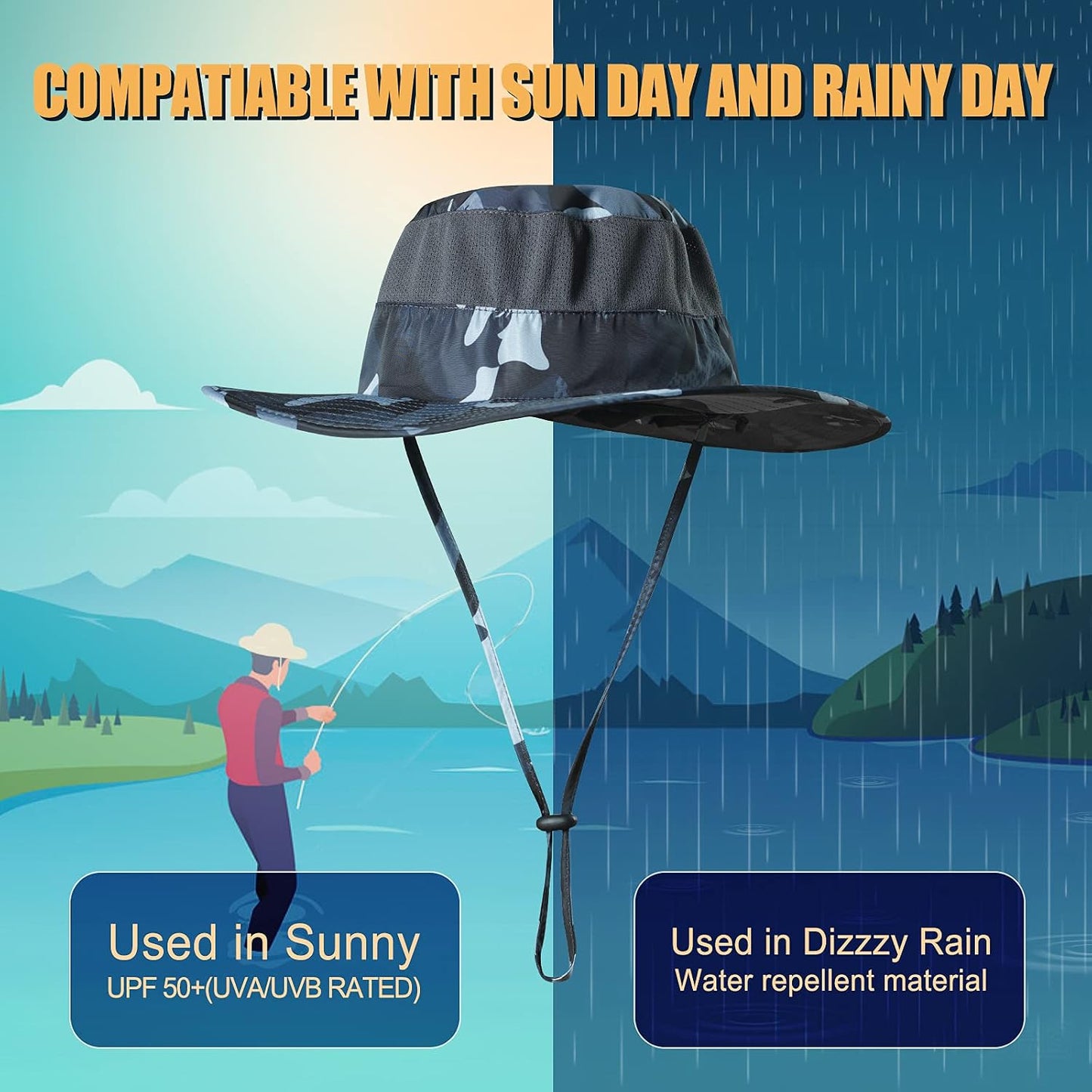 Sombrero de pesca, gorra para el sol con protección solar UPF 50+ y...