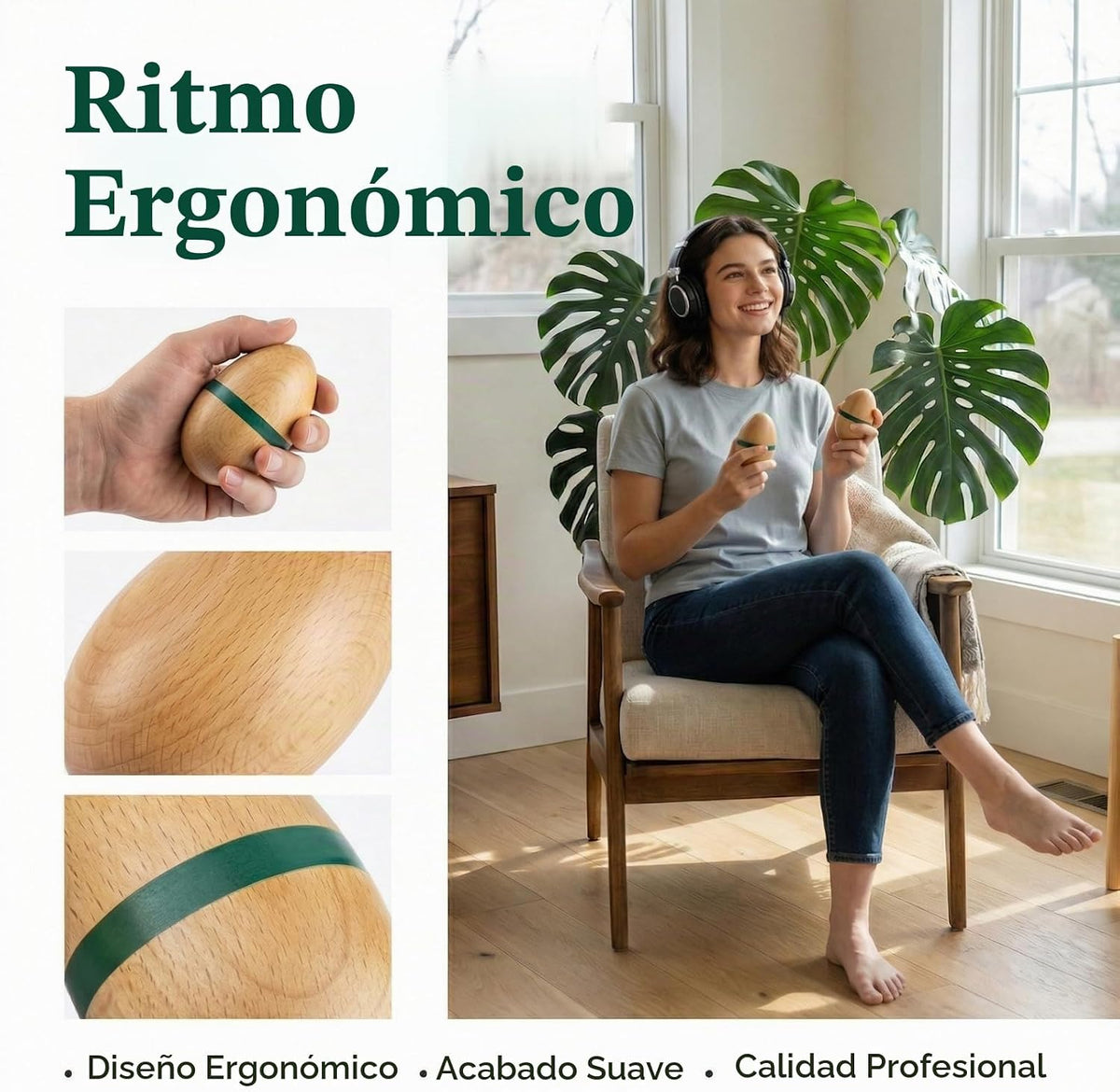 Huevos de madera Instrumentos musicales: agitador de percusión de m...