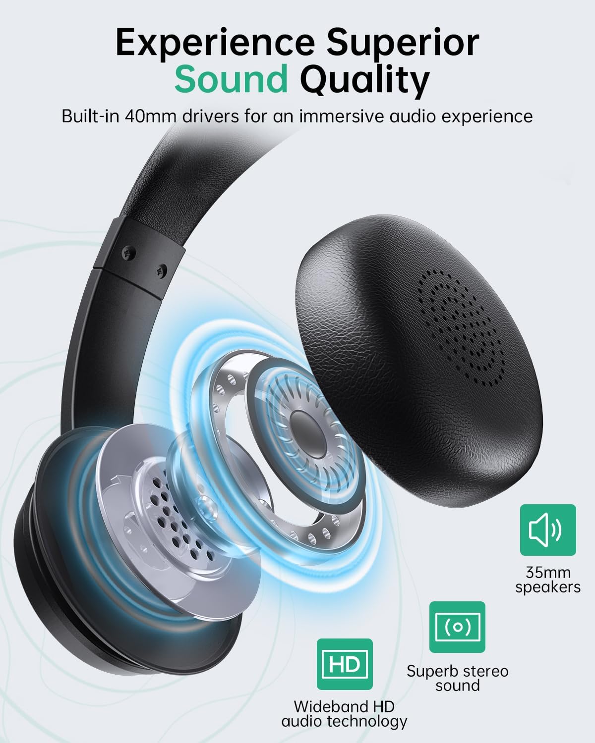 AOC Auriculares inalámbricos con micrófono para trabajar con micróf...