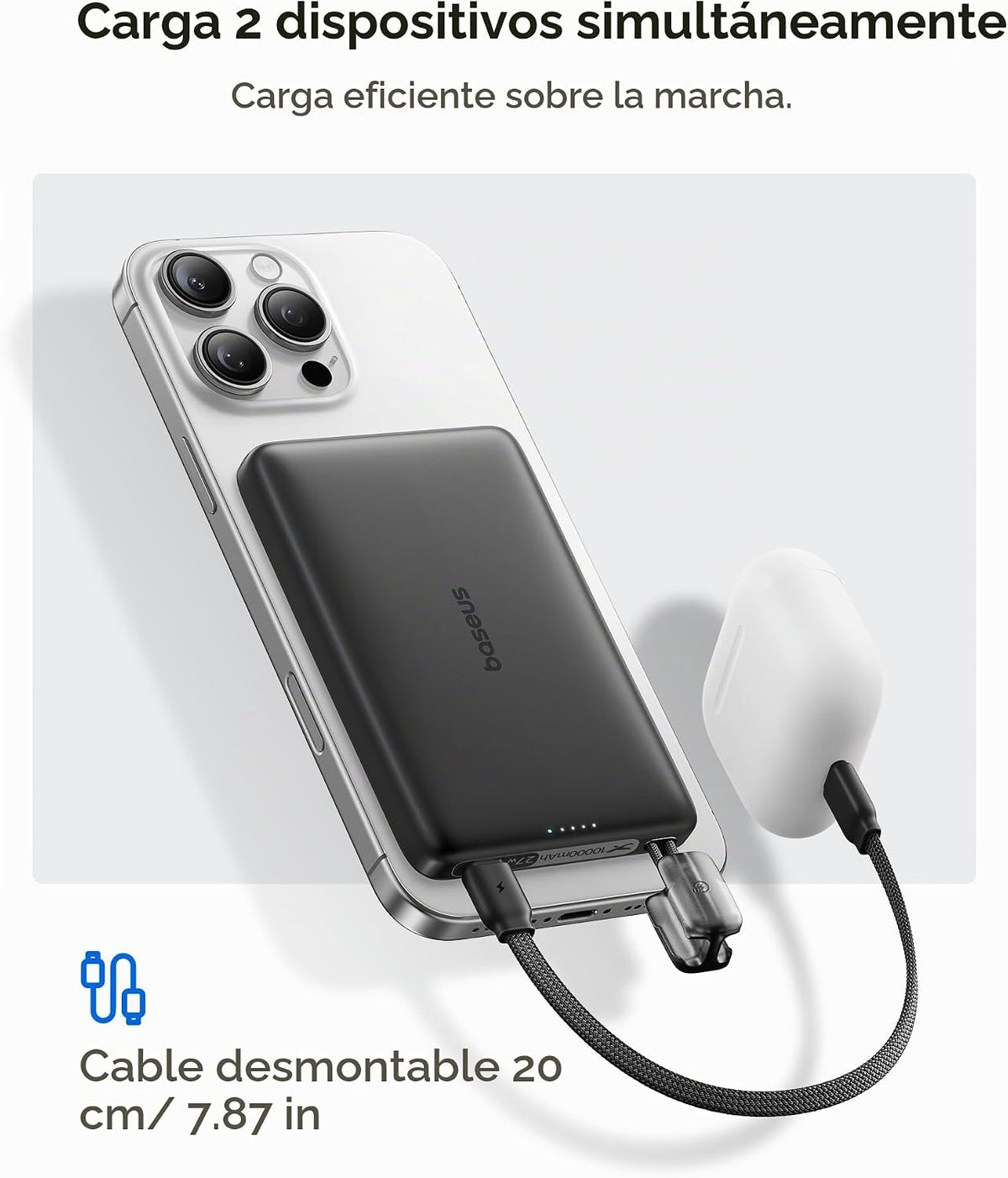 Baseus Picogo Qi2 - Cargador portátil Magsafe de 15 W, cargador por...
