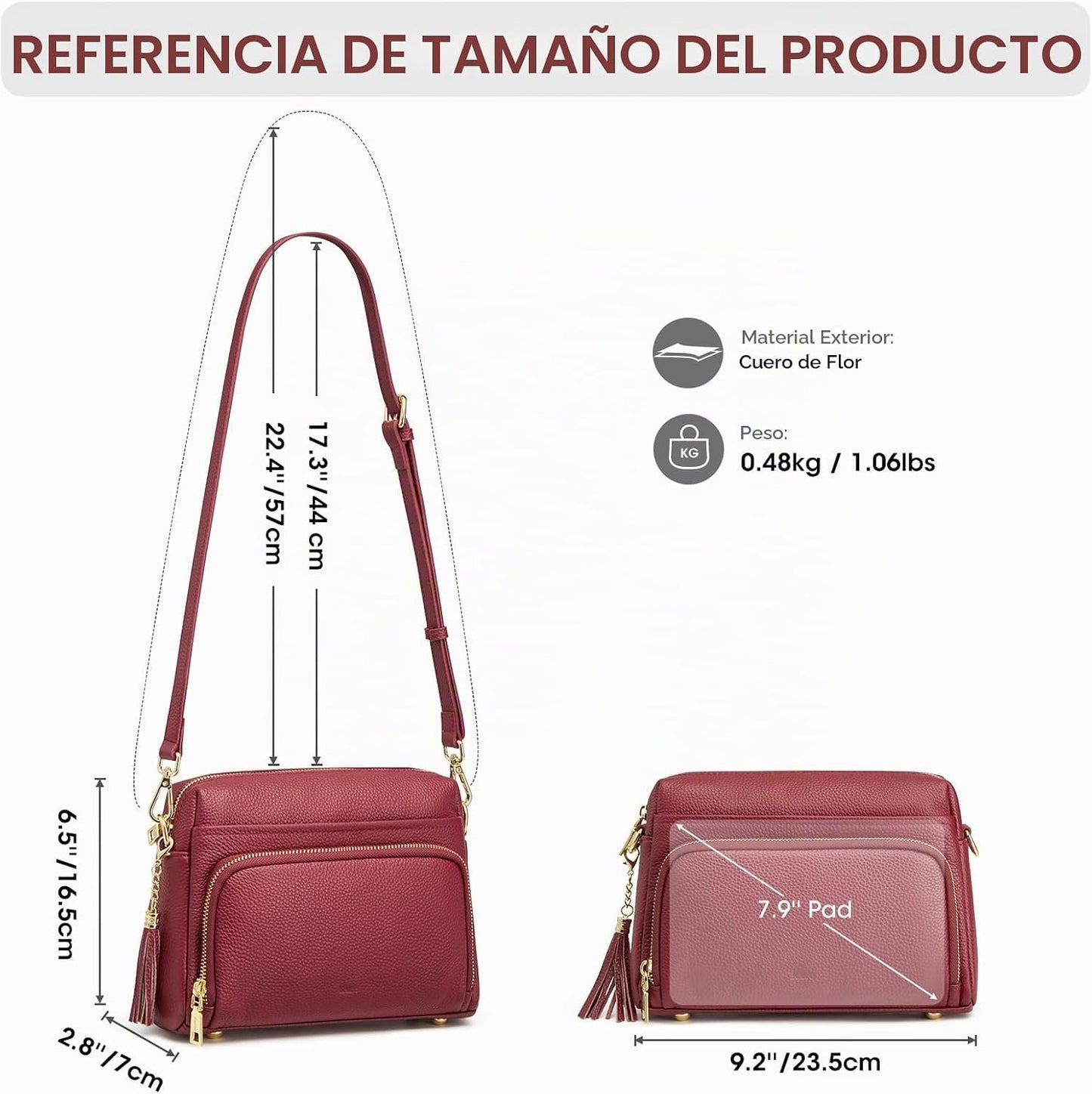 Kattee Bolso cruzado de cuero para mujer, pequeño, antirrobo, con c...
