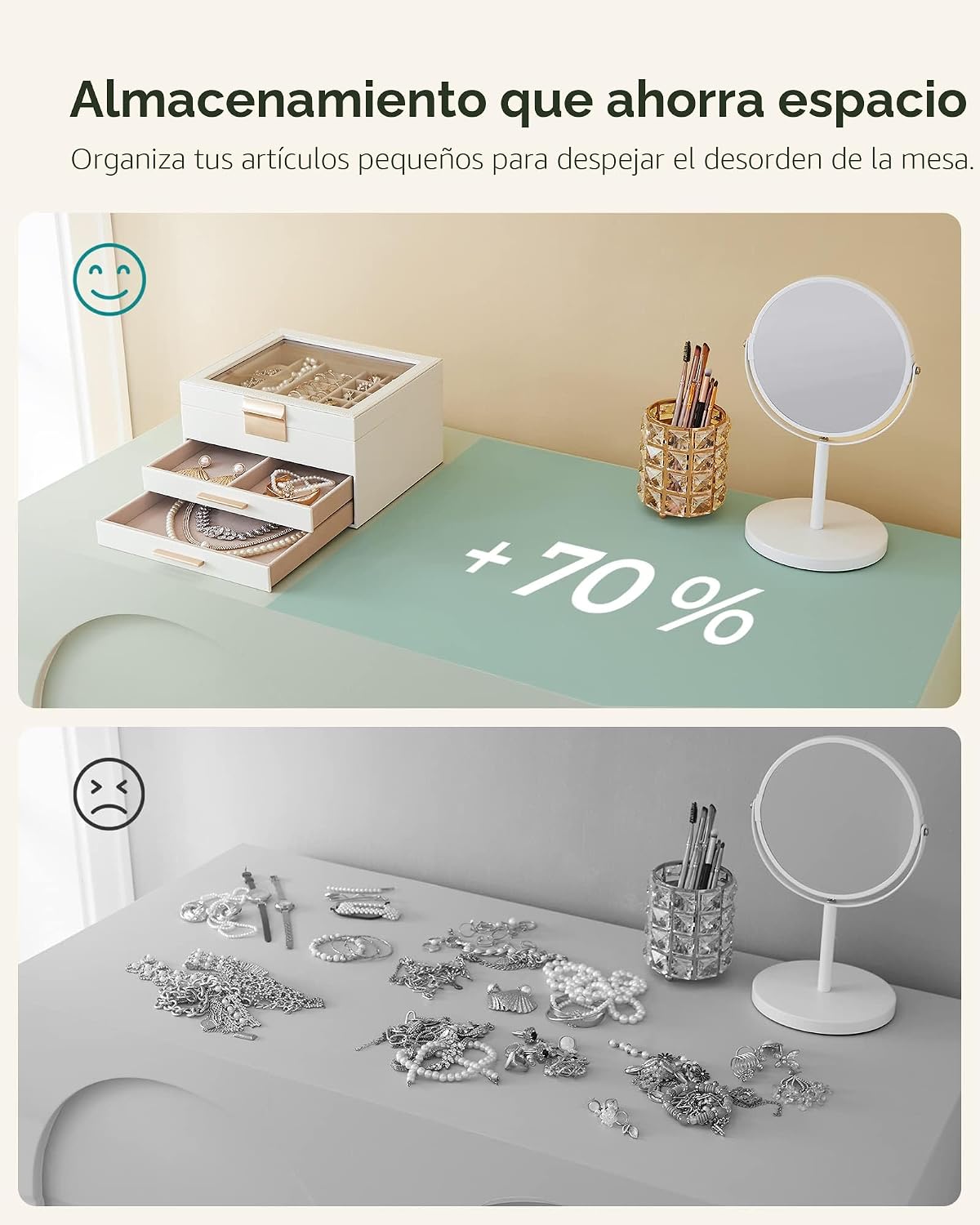 SONGMICS GISELLA Collection UJBC239WT - Joyero organizador con tapa...