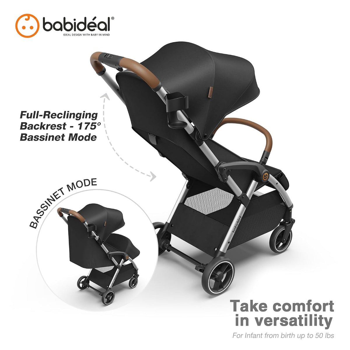 Babideal Cochecito de viaje ligero para bebé, cochecito auto plegab...