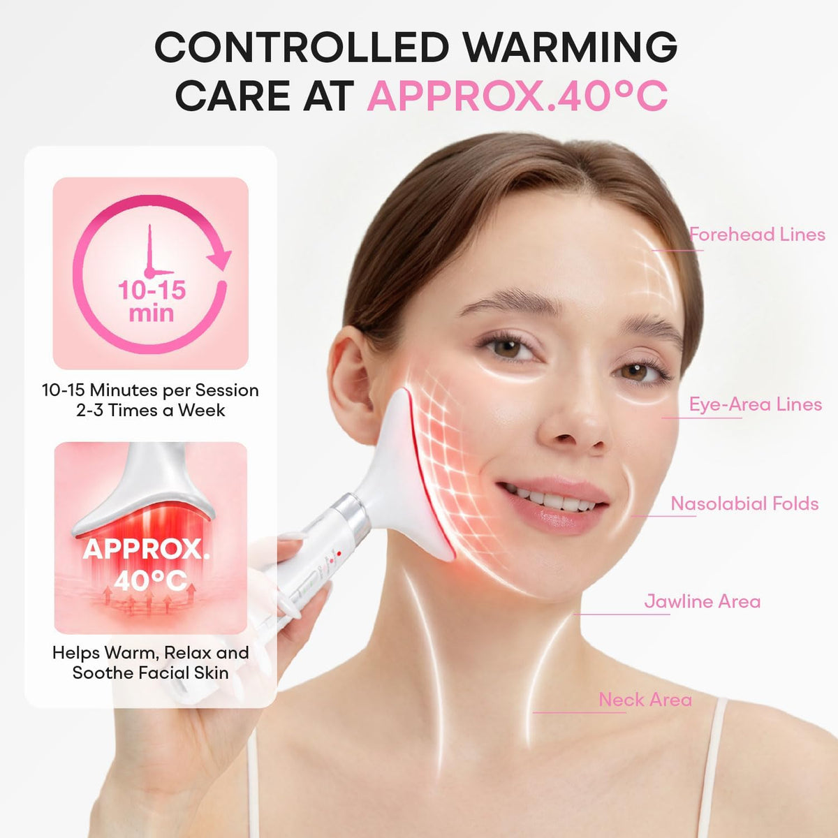 Terapia de luz roja para cara y cuello, herramienta de masajeador f...