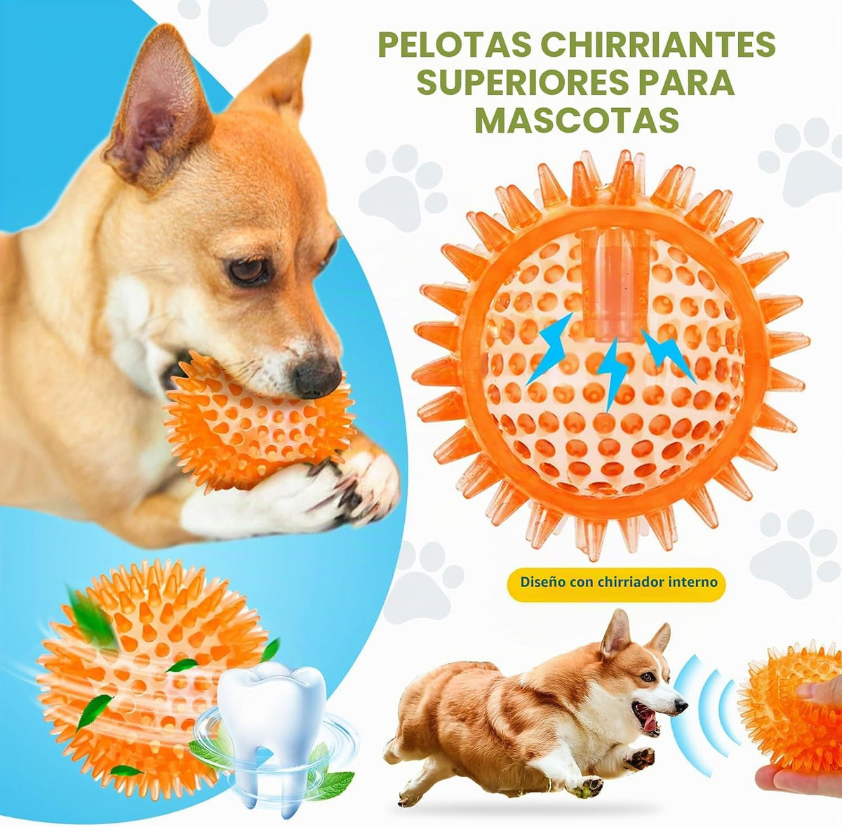 SHARLOVY Pelotas Chirriantes de 3'' para Perros Pequeños, P...