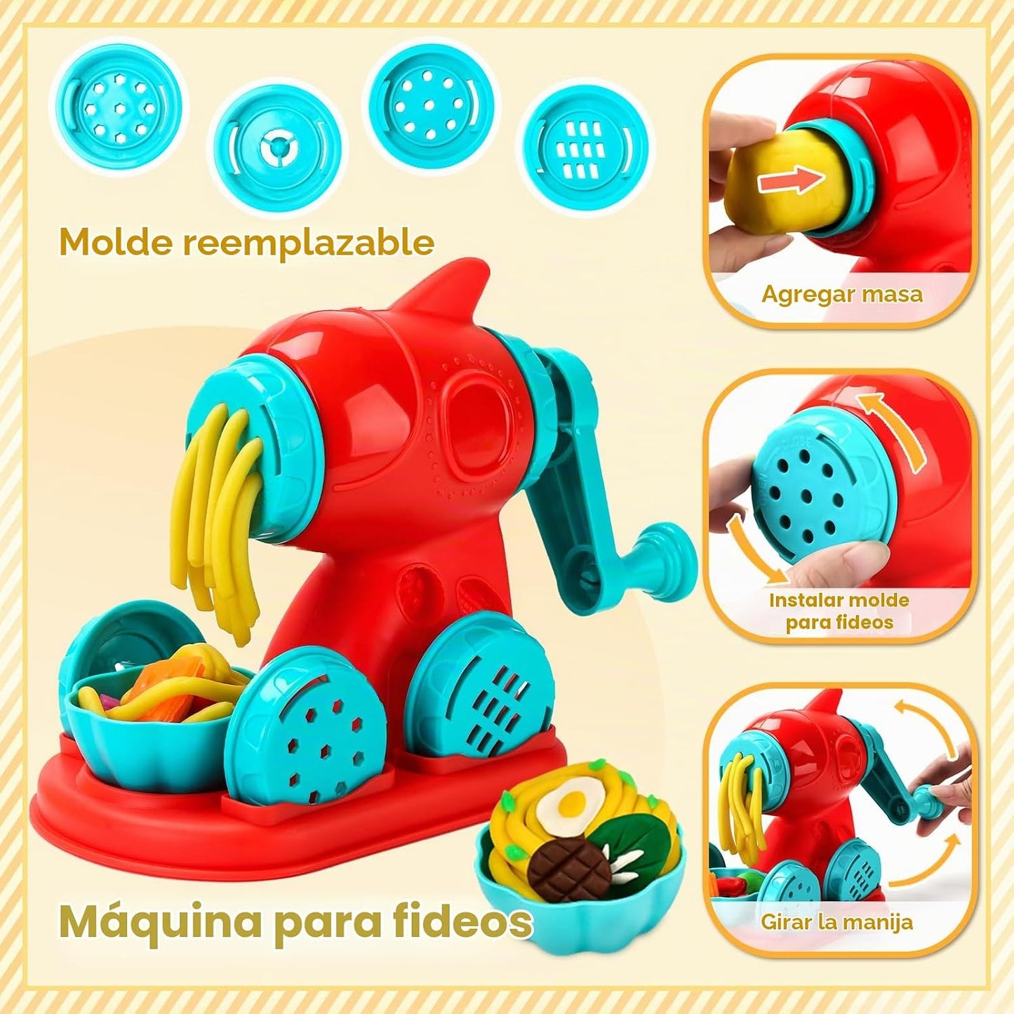 Aprilwolf Juego de 59 piezas de masa 3 en 1 para niños de 3 a 4 a 8...