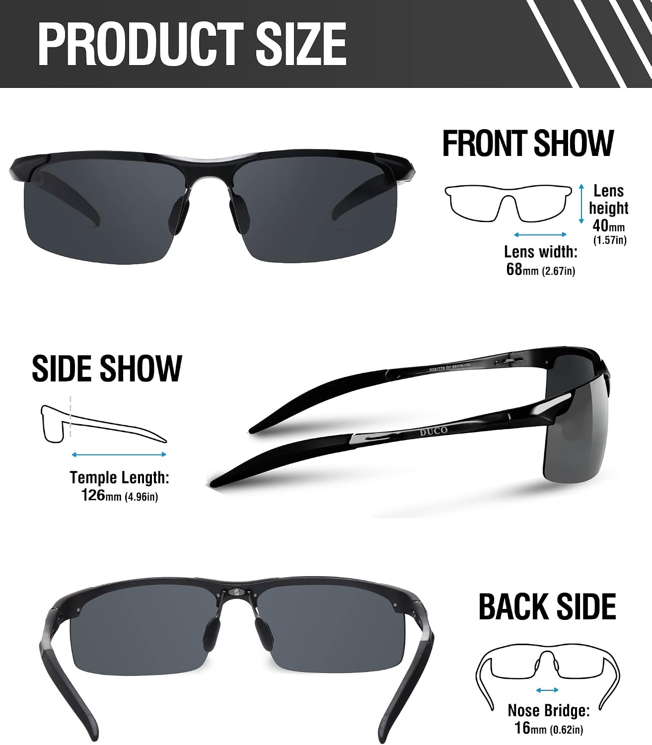 Duco - Gafas de sol deportivas polarizadas para hombre con protecci...