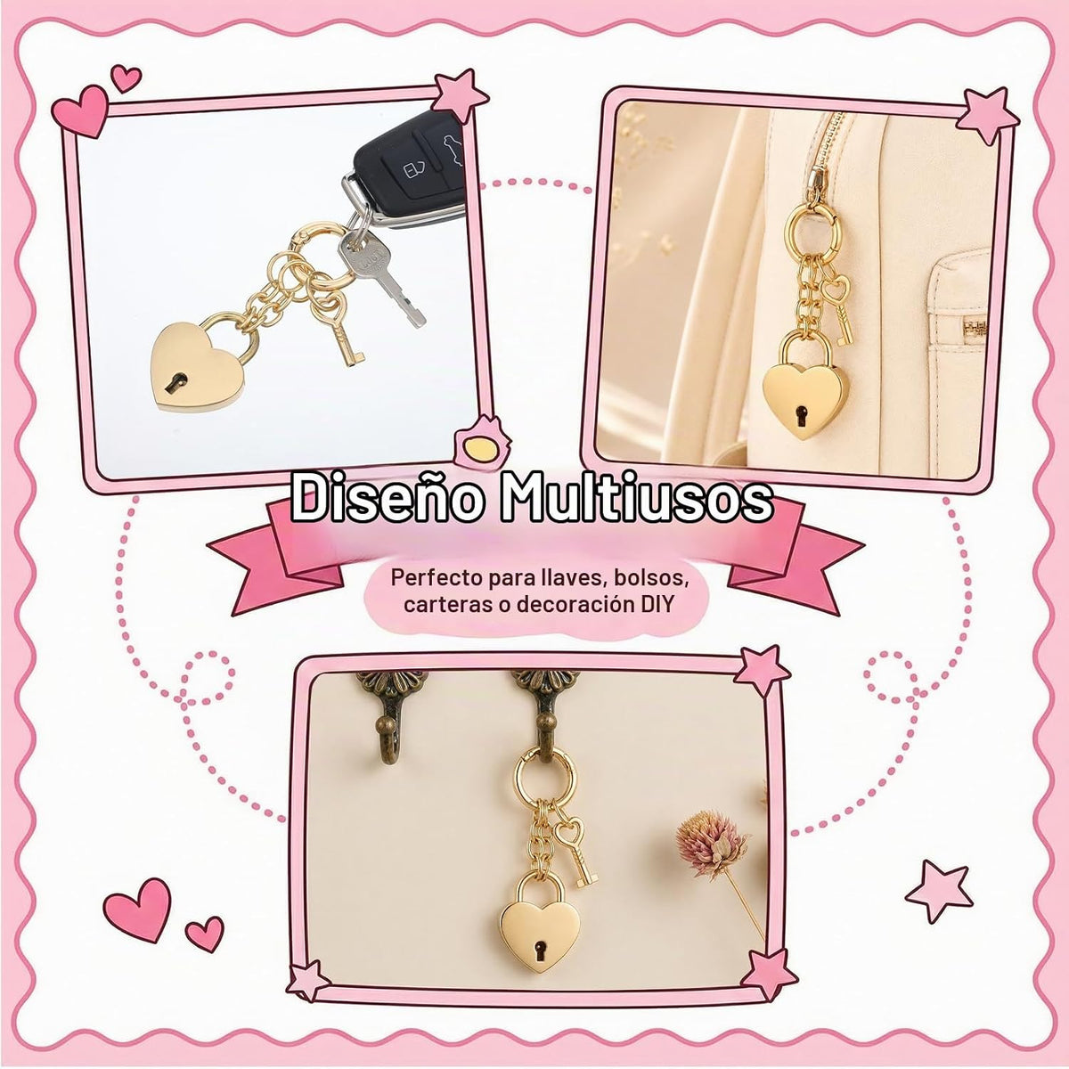 Tucnoeu Colgantes para bolso de candado de corazón - Accesorios de...