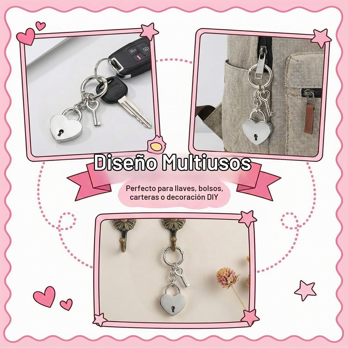 Tucnoeu Colgantes para bolso de candado de corazón - Accesorios de...