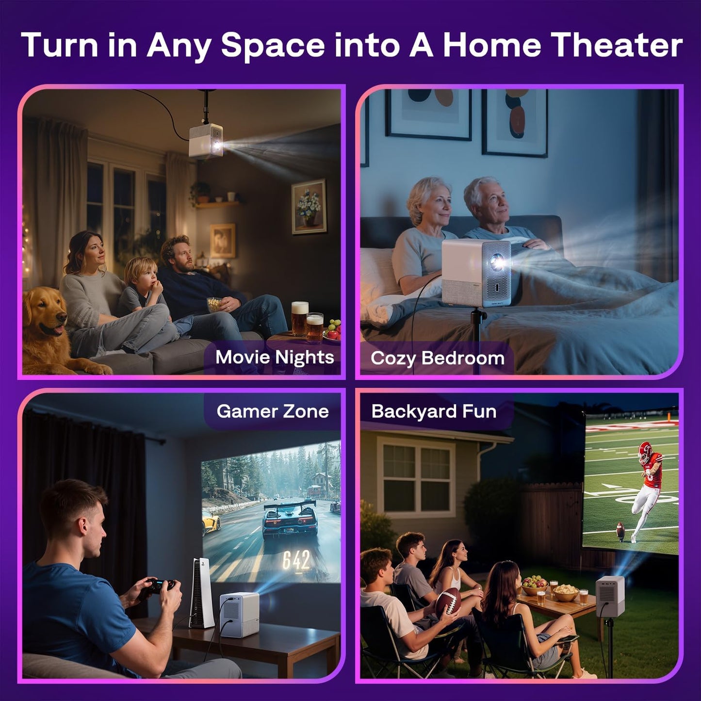 Aurzen Roku TV D1R Cube - Proyector inteligente para exteriores con...