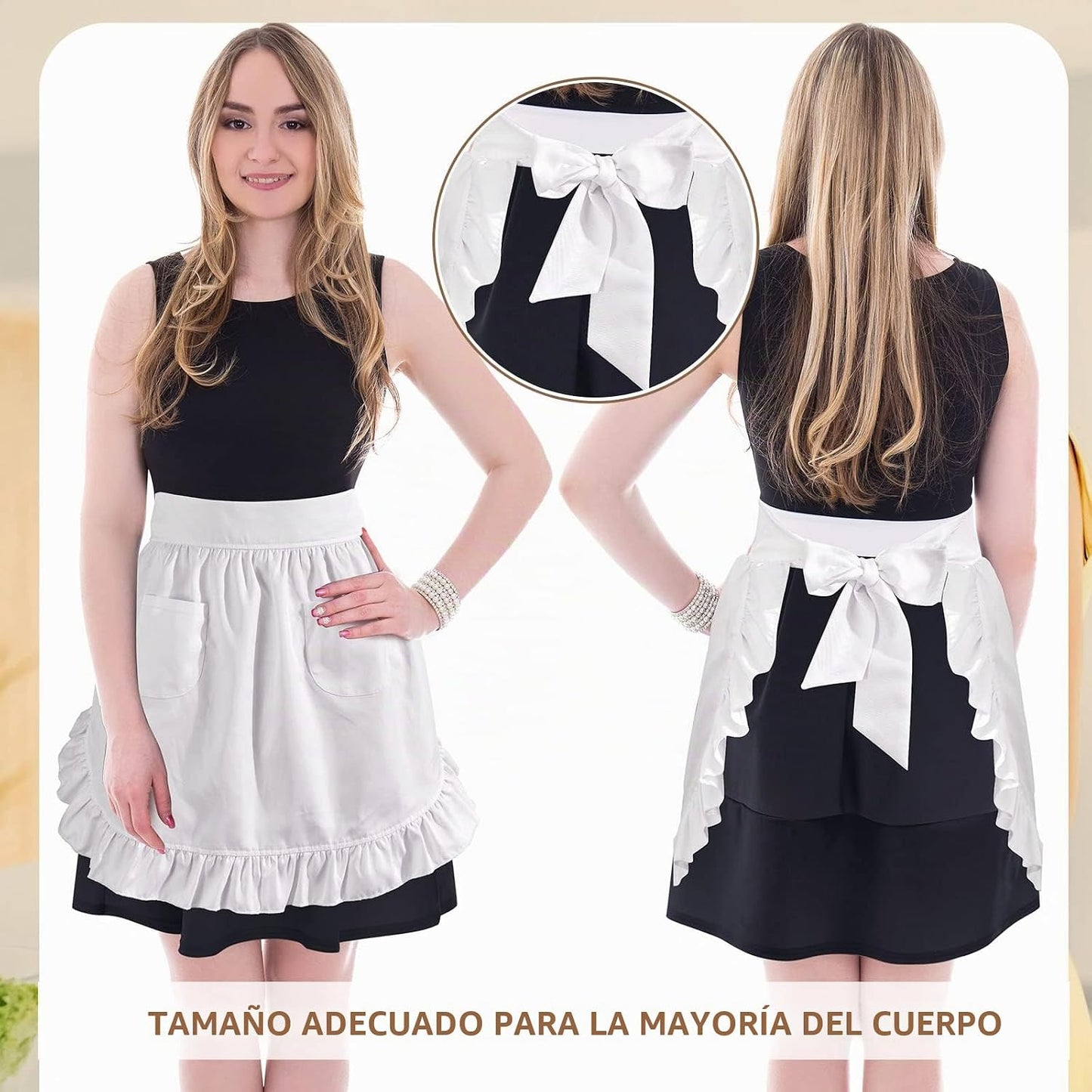 Hercicy Delantal de cintura a granel para mujer, mitad retro, delan...