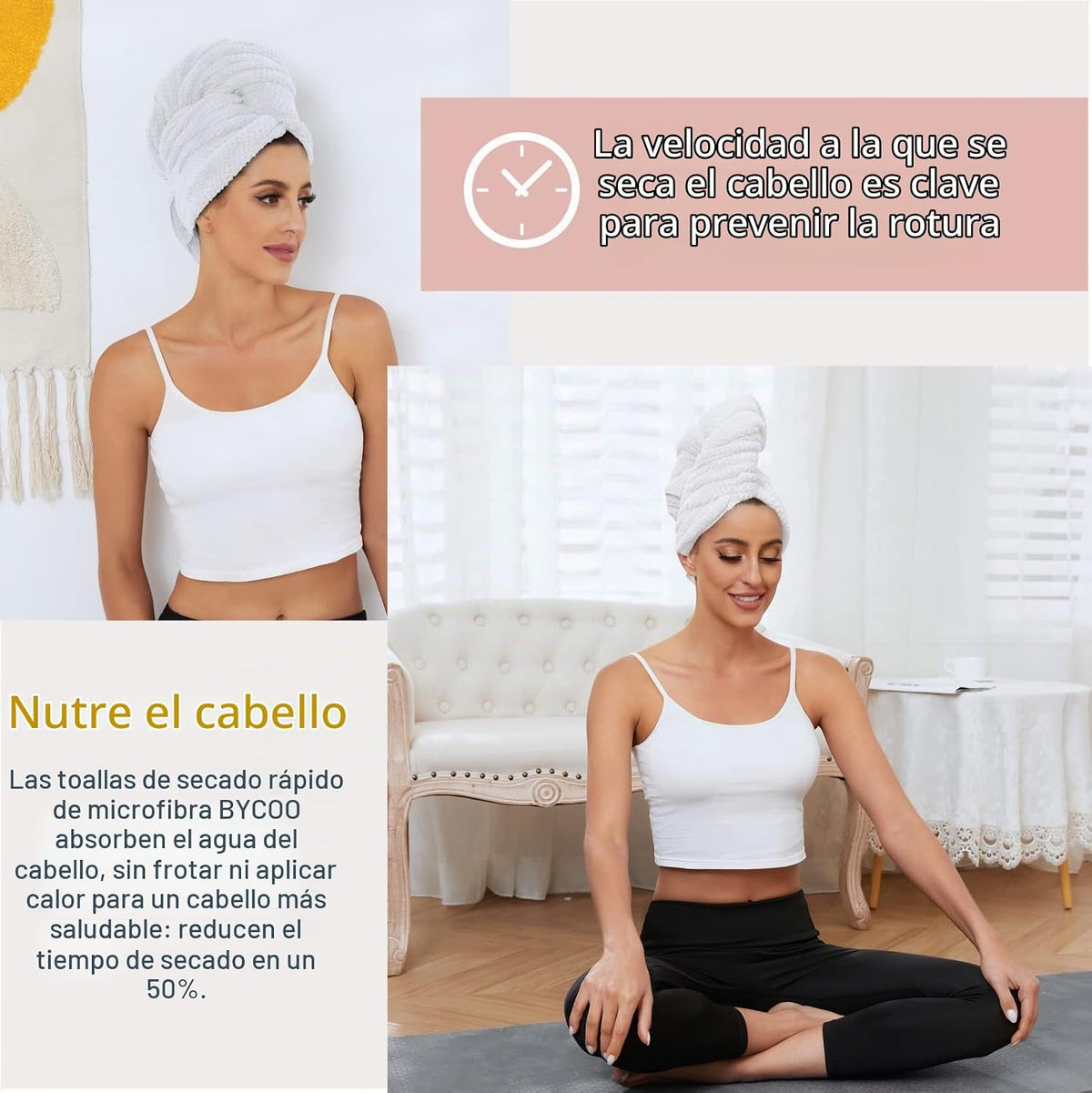BYCOO Toalla Envolvente Grande de Microfibra para Cabello para Muje...