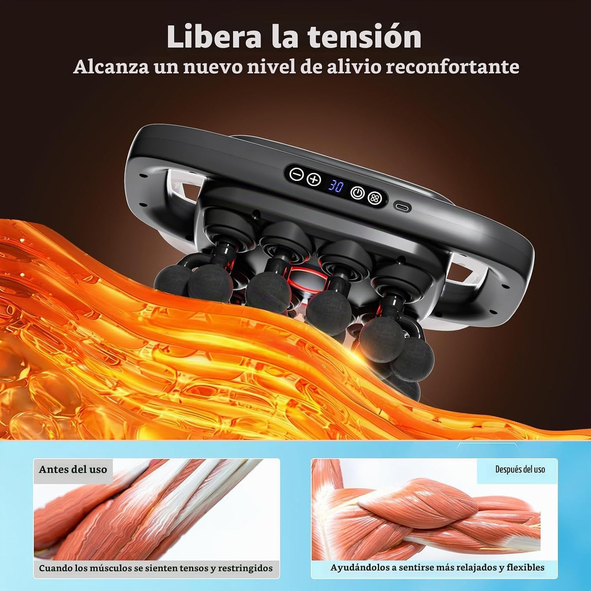 Shineforu Pistola de masaje de 20 cabezas, 30 niveles de intensidad...