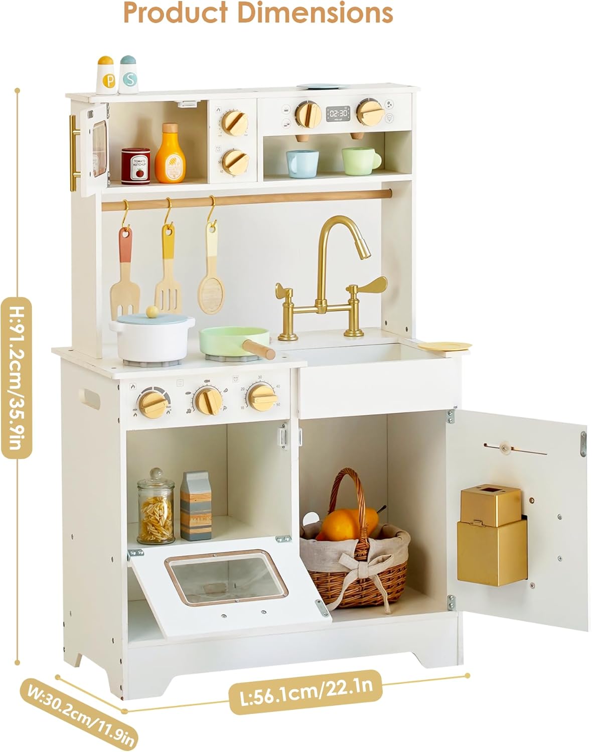 Cocina de juego de madera para niños con máquina de hielo: pequeño...