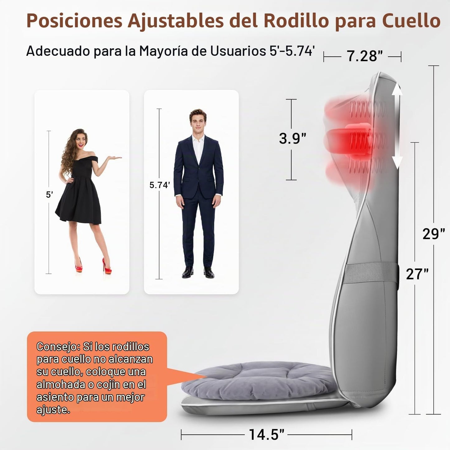 Mynt - Masajeador Shiatsu de Cuello y Espalda con Calor, Masajeador...