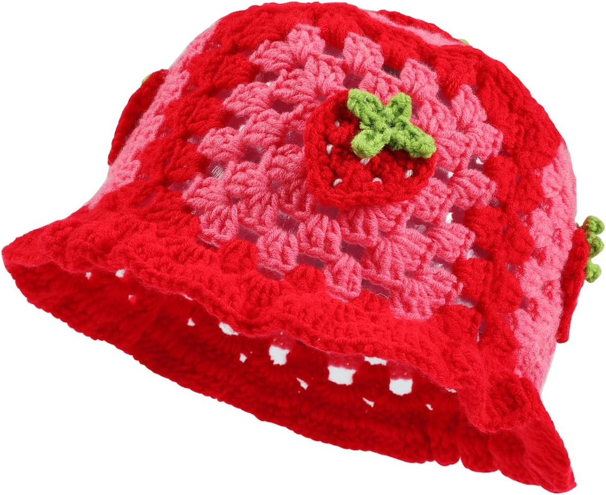 Fiewmay Sombrero de pescador de ganchillo para mujer, hecho a mano,...
