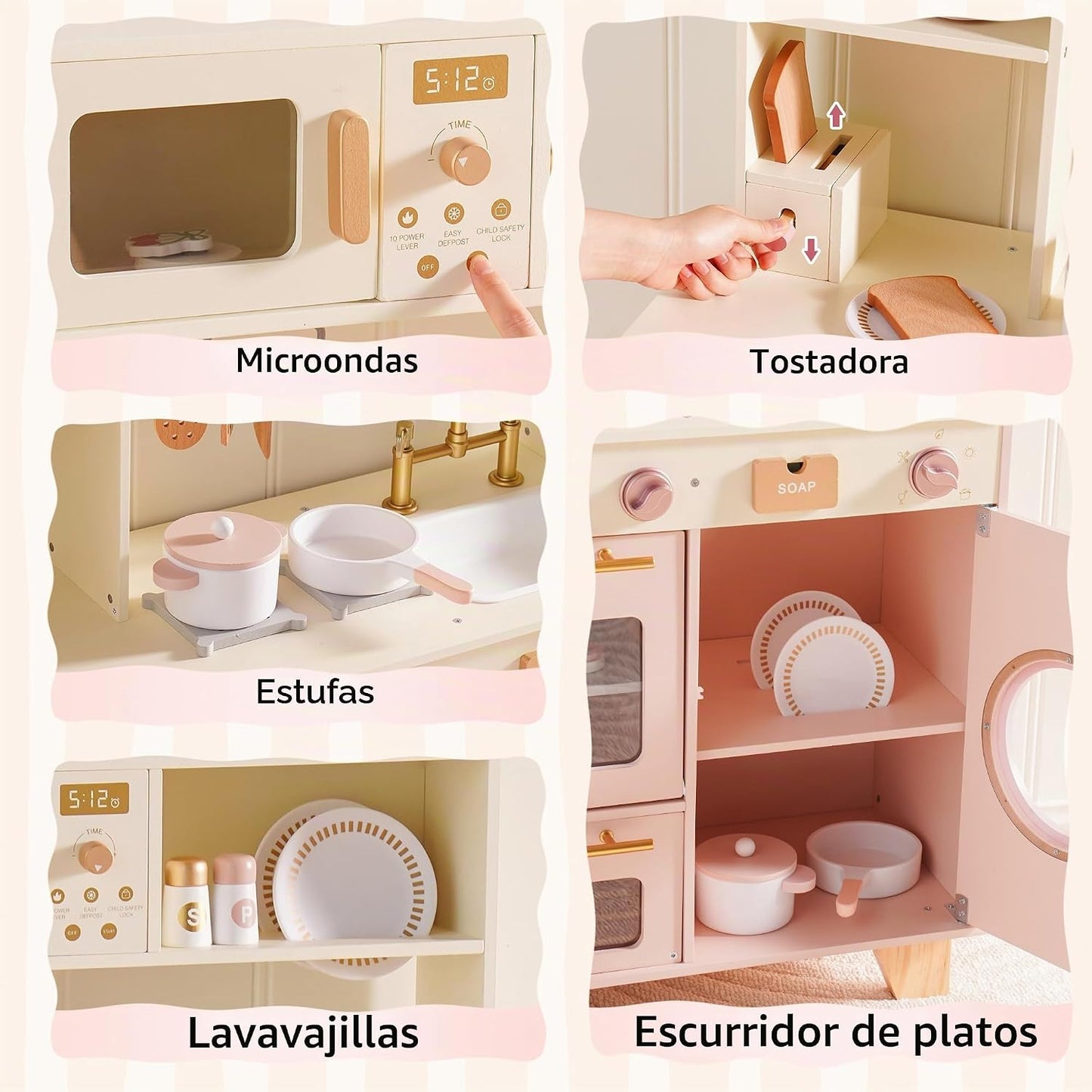 ROBOTIME Cocina de juego para niños, cocina moderna de juguete de m...