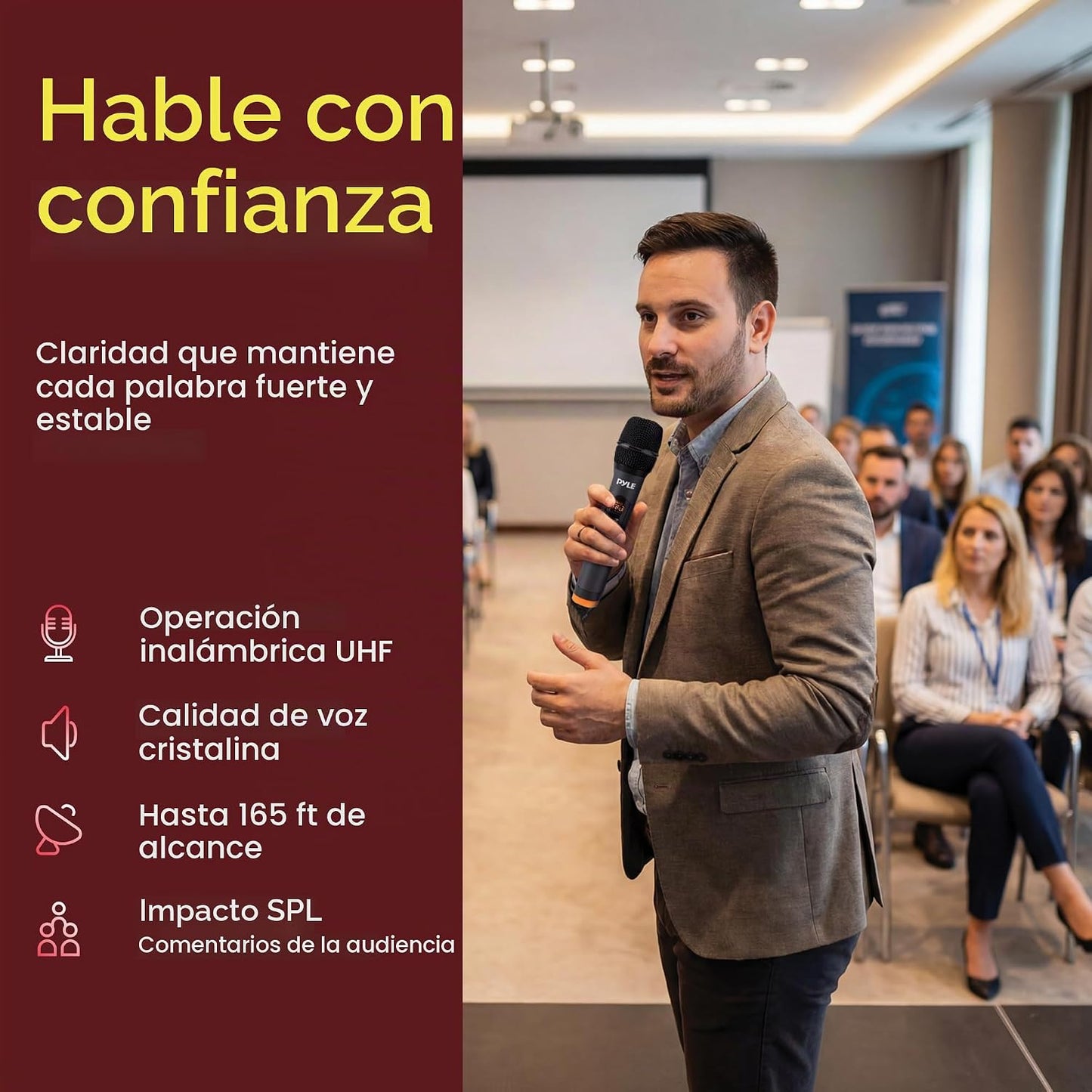 Pyle Micrófonos inalámbricos, micrófonos duales UHF profesionales p...