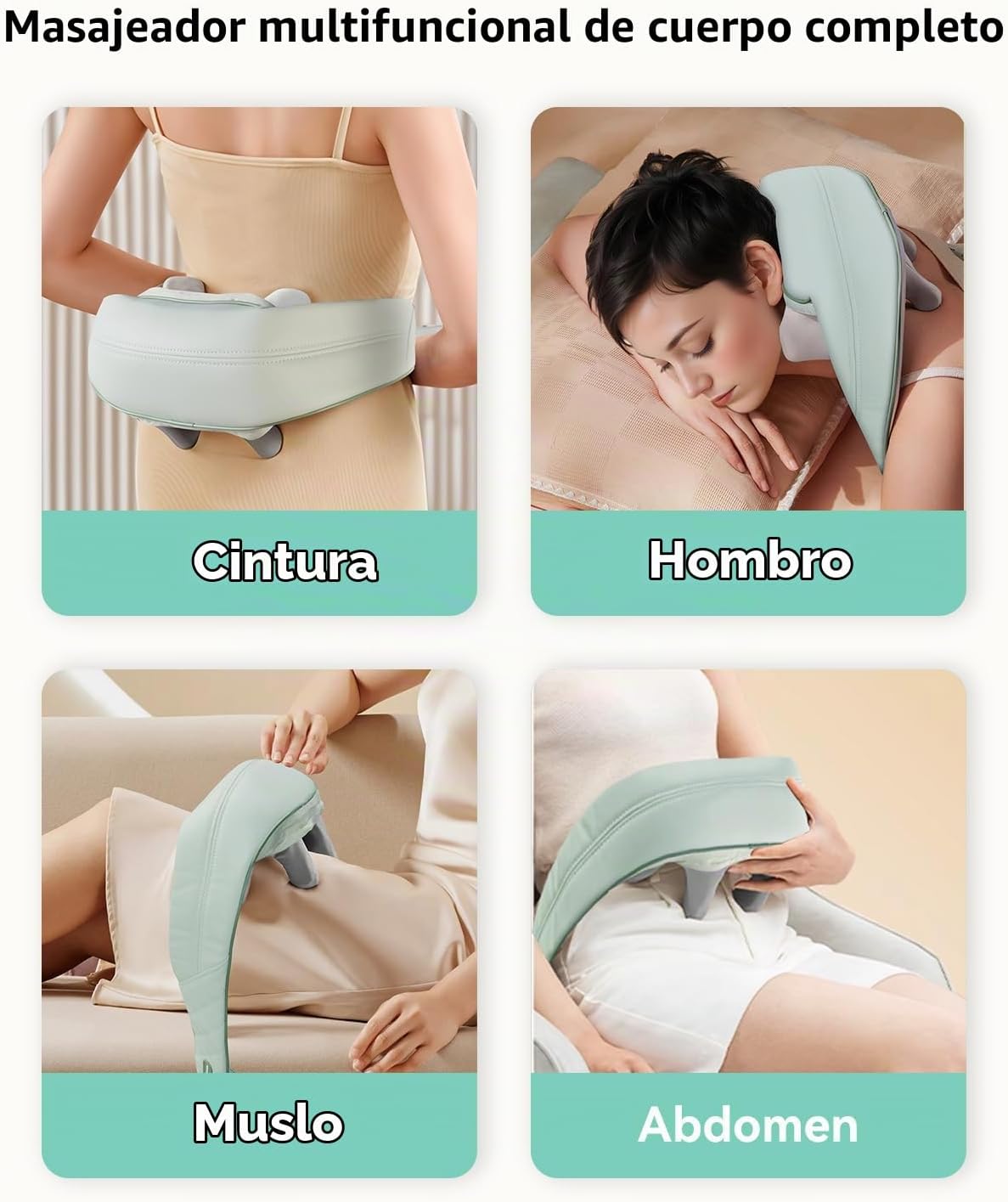 Snailax Masajeador de Cuello Inalámbrico con Calor, Masajeador Shia...
