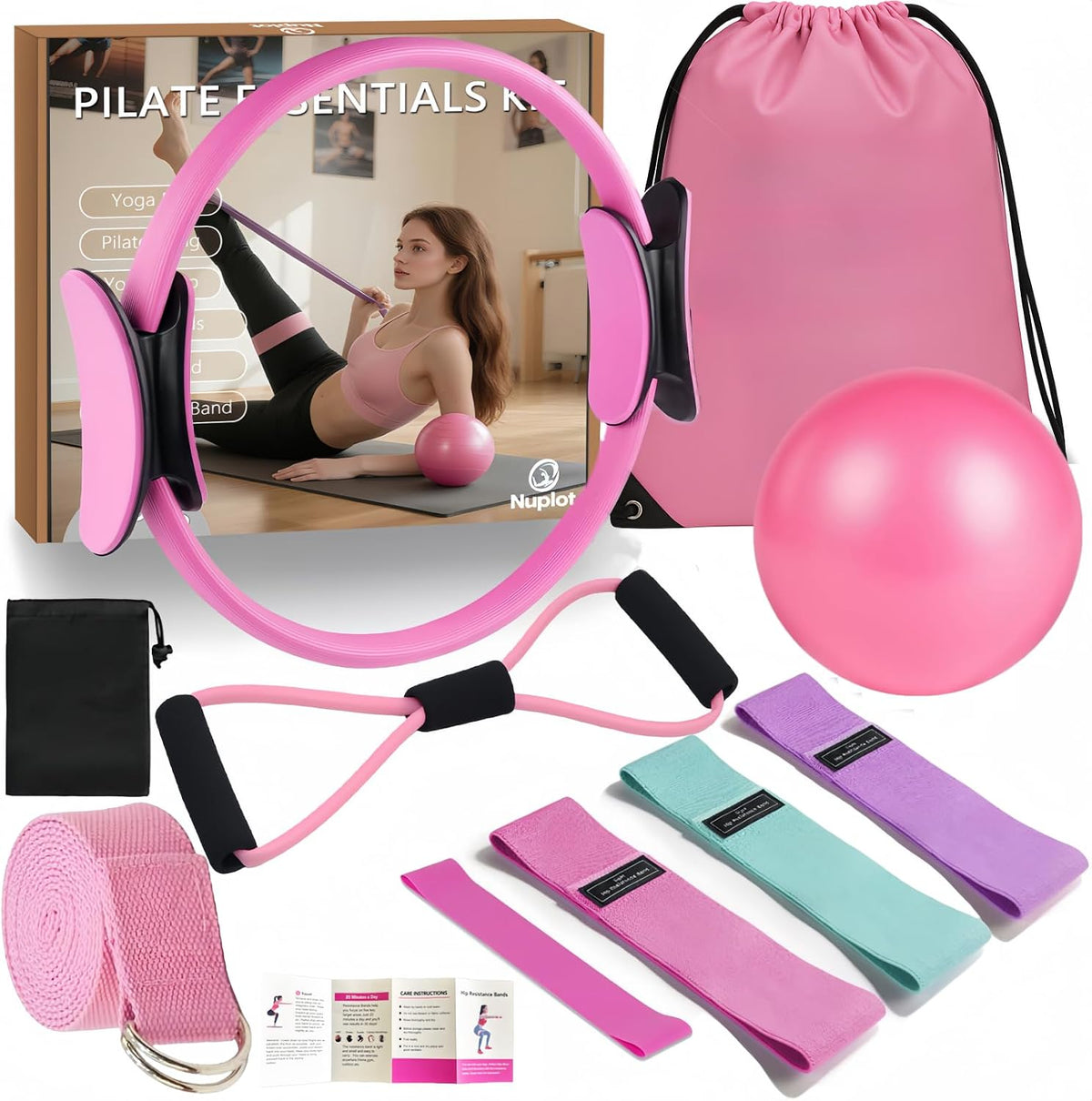 Nuplot Kit esencial de yoga y pilates para mujer, kit de pilates Be...