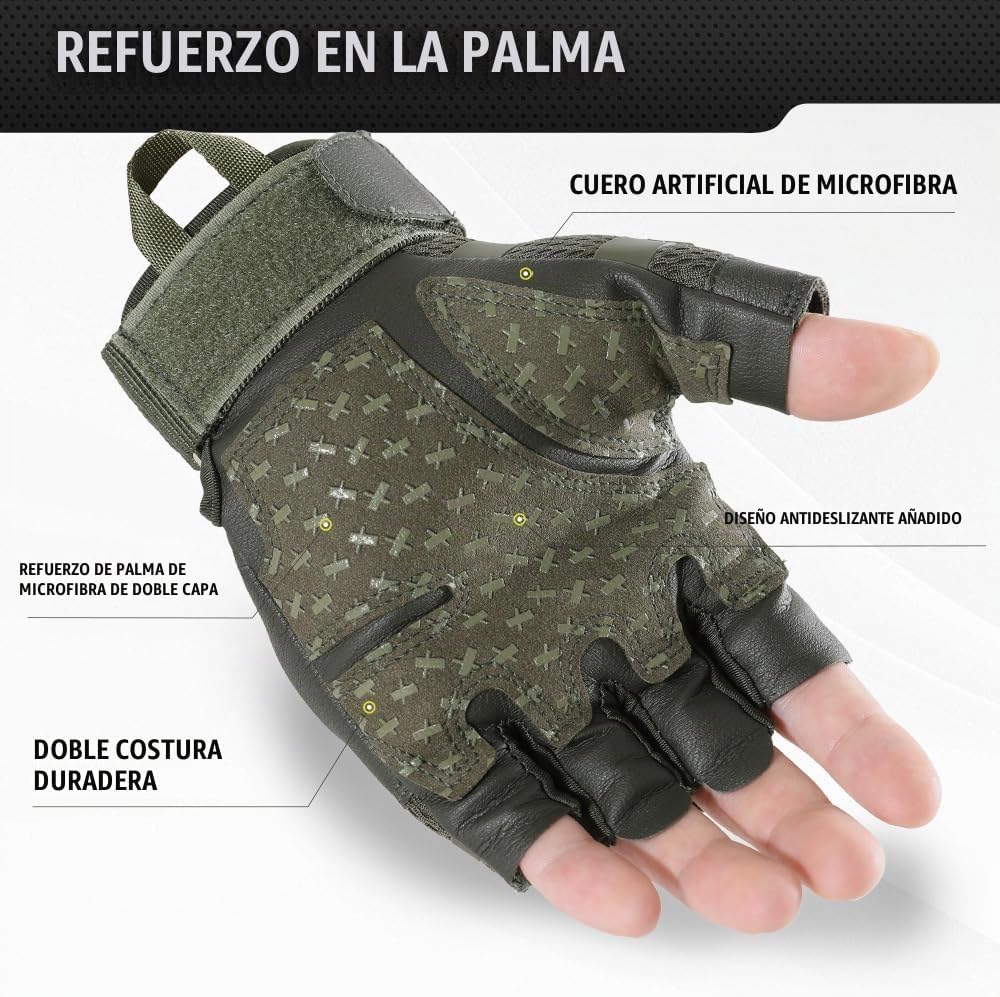 WTACTFUL Guantes tácticos sin dedos para hombres y mujeres, palma r...