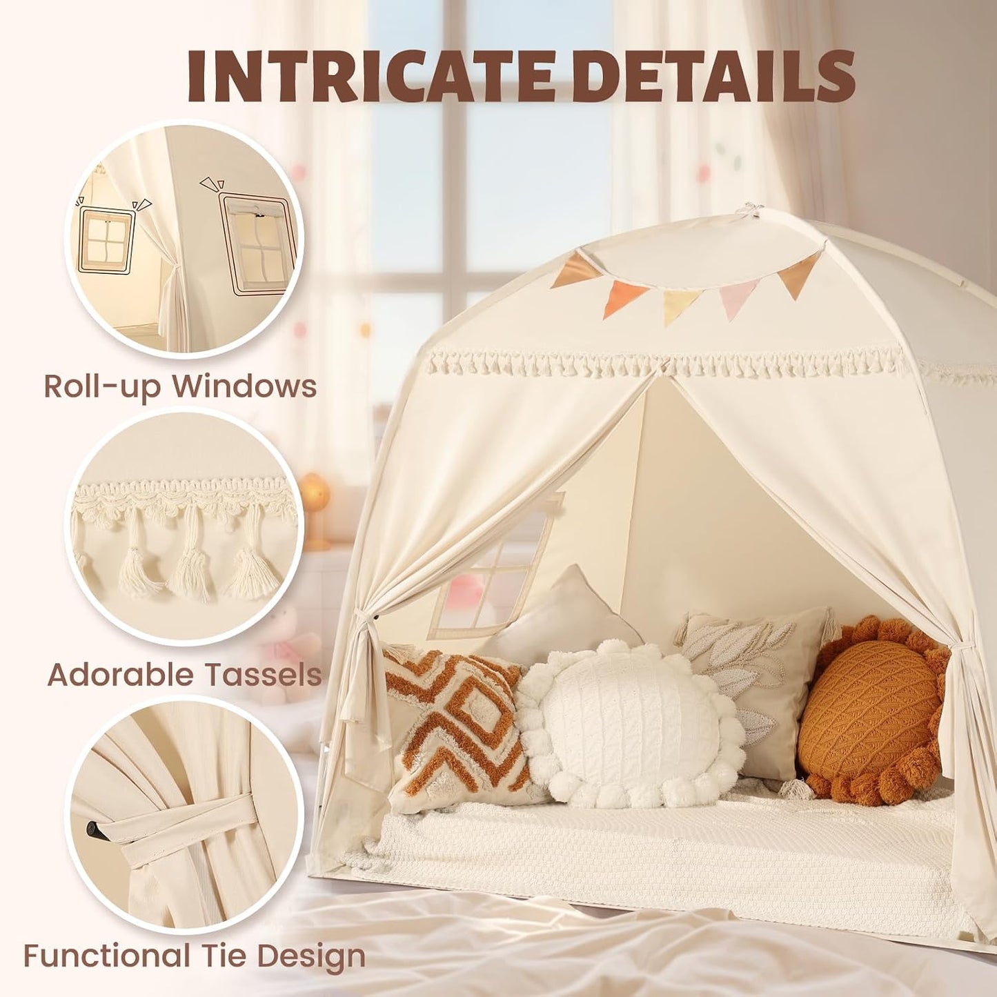 Sumbababy Carpa Tipi Grande para Niños: con Luces de Estrellas y Ba...