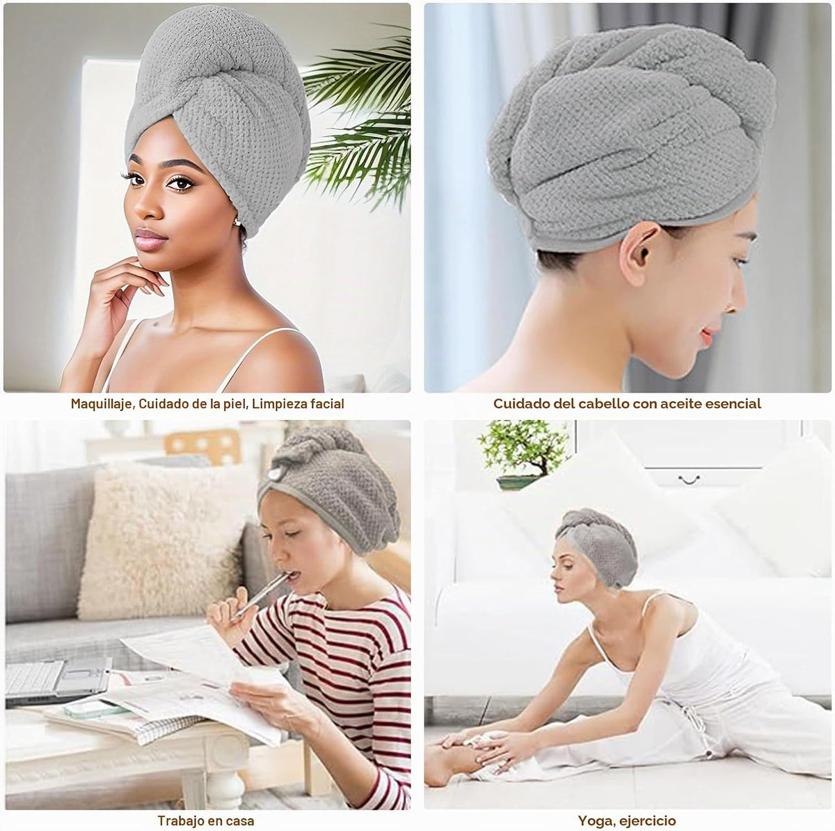 Kldnkig Toalla Envolvente de Microfibra para el Cabello, Paquete de...